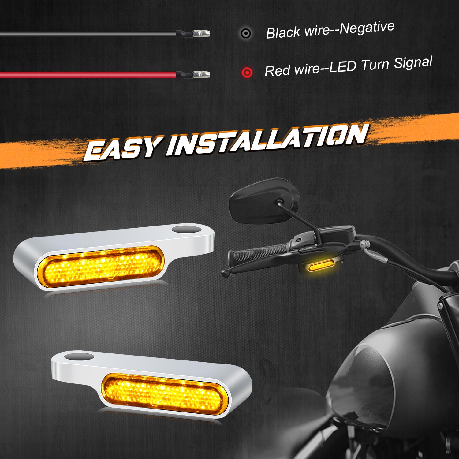 NTHREEAUTO LED Handlebar Turn Signals Mini Motorcycle Blinkers Front Marker Light Compatible with Harley Sportster Dyna Honda Sh
