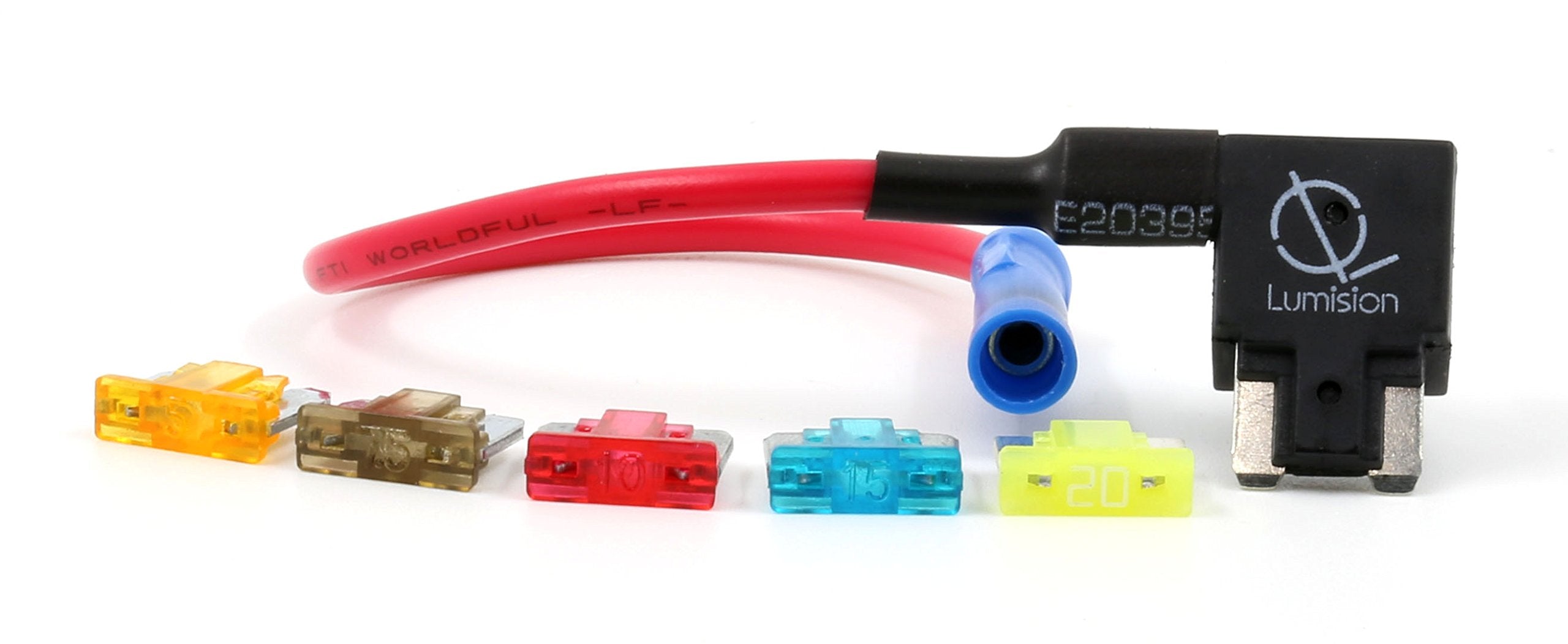 Lumision Add Circuit Blade Style Att Low Profile Mini Fusetap Fuse Tap + Fuse Set 5, 7.5, 10, 15, 20 Amps