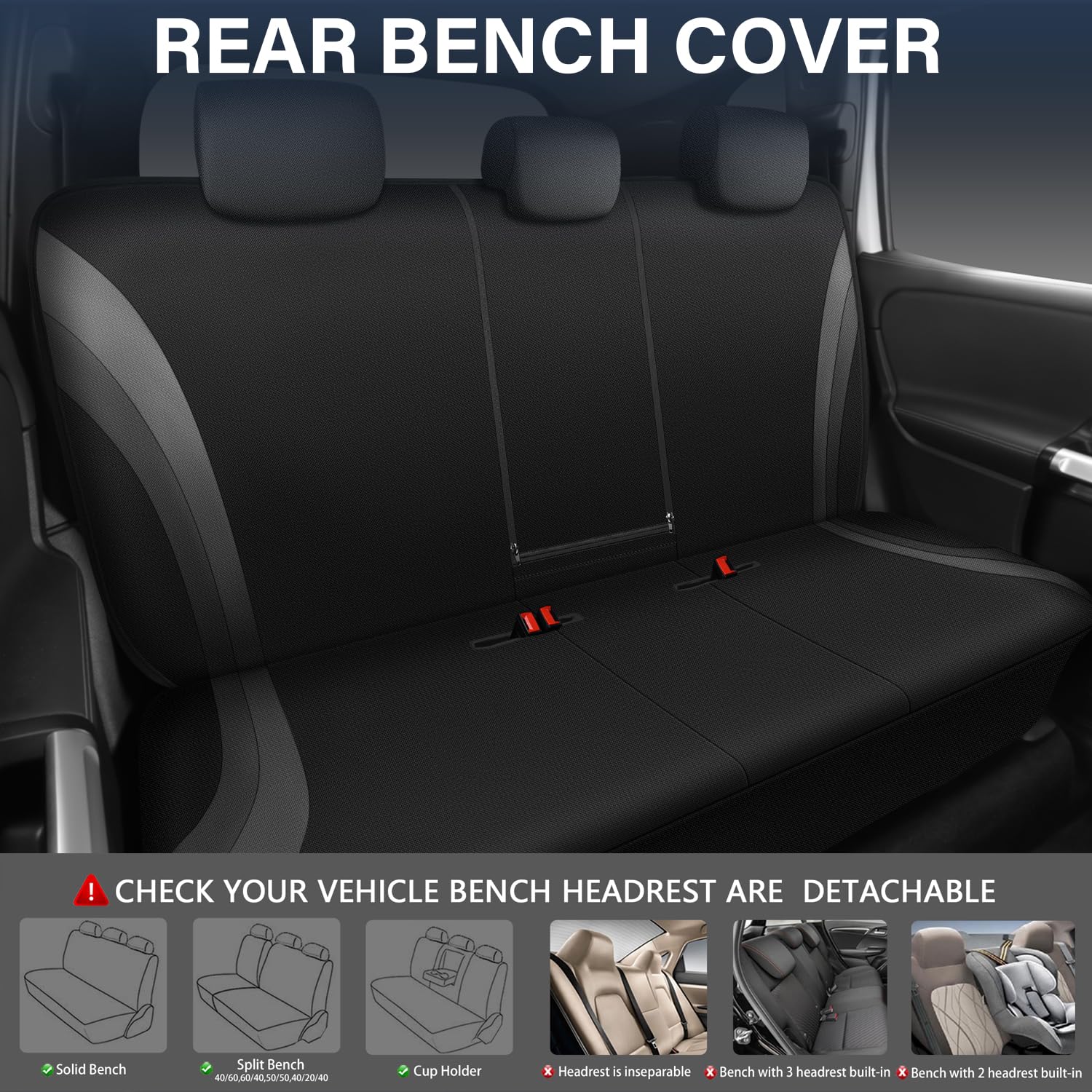 Car Pass Eva Waterproof Car Seat Covers Full Set,Black Gray Seat Covers For Cars,Airbag Compatible,Universal Fit Sedans,Vans,Suv
