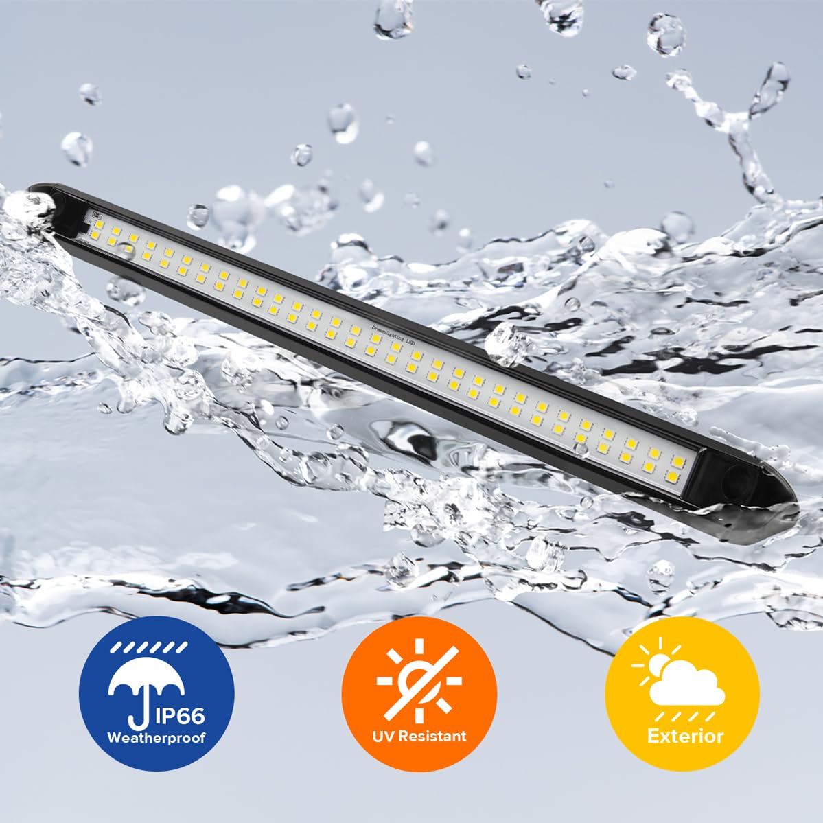 Dream Lighting LED Awning Lights - 800 Lumen, 22 Inch, Black Housing, Model 613555C, Silicone Rubber, Aluminum, for RV and Camper