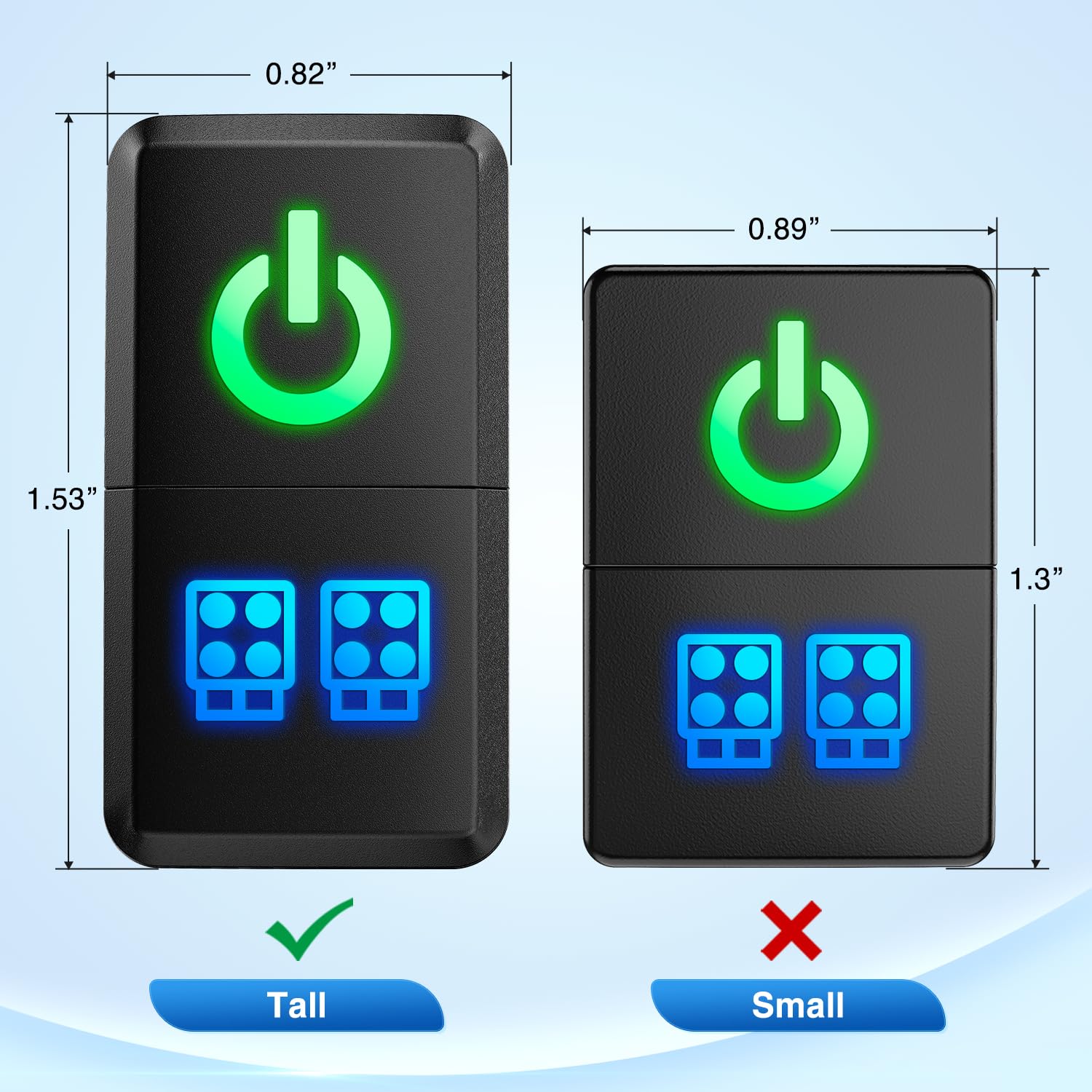 Nilight Power & Led Work Lights Dual Push Button Switch 12V On Off Switches With Connector Wire Kit 1.54'' X 0.83'' Replacement