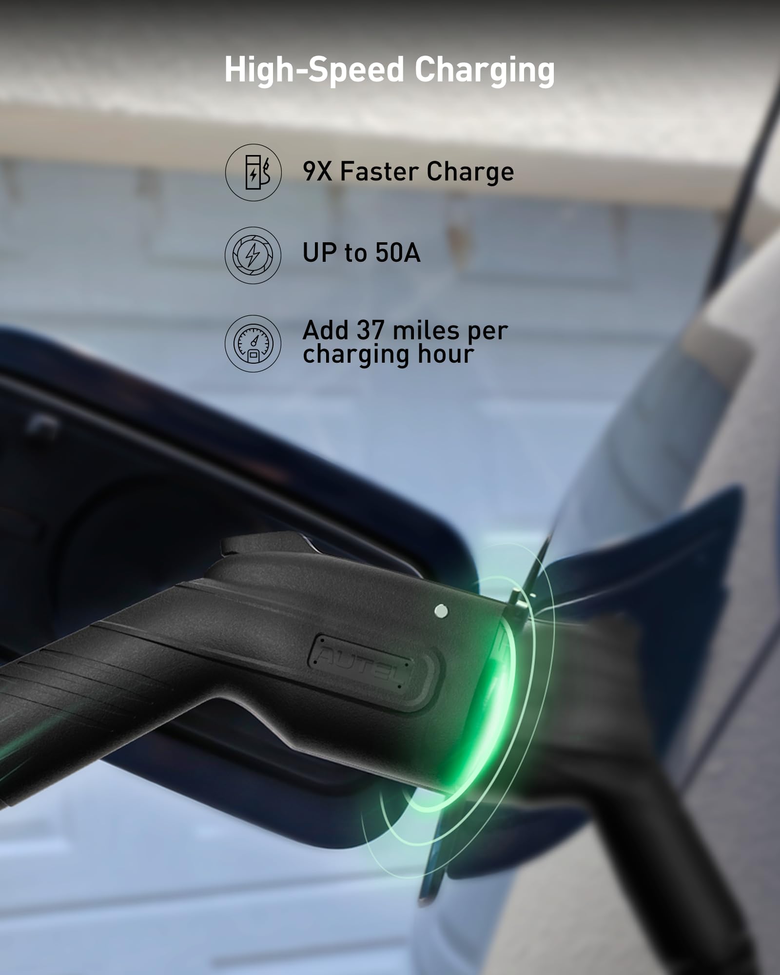 Autel EV Charger 50 Amp Hardwired Level 2, 240V, Indoor/Outdoor, Wi-Fi & Bluetooth, 25-Foot Cable, Sierra Blue, Model AC LW12 106