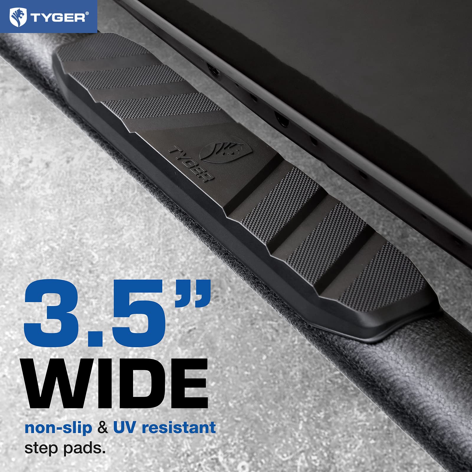 Tyger Auto 3.5" Rider Running Boards for 2009-2018 Dodge Ram 1500, 2010-2024 2500/3500, Crew Cab, Text