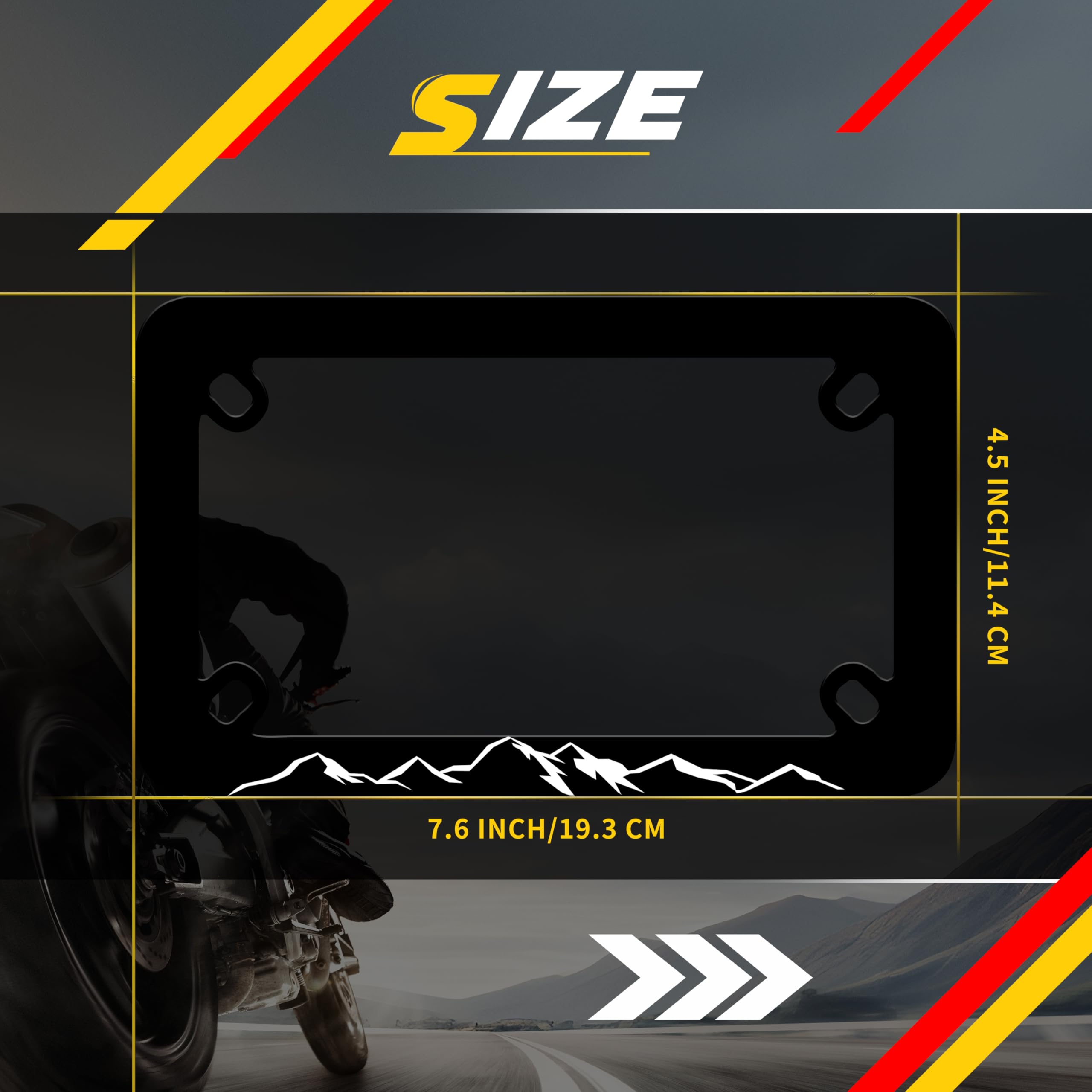 Motorcycle Mountains License Plate Frame Mountain Stainless Steel Material Funny Motorbike License Plate Holder Motorcycle Acces