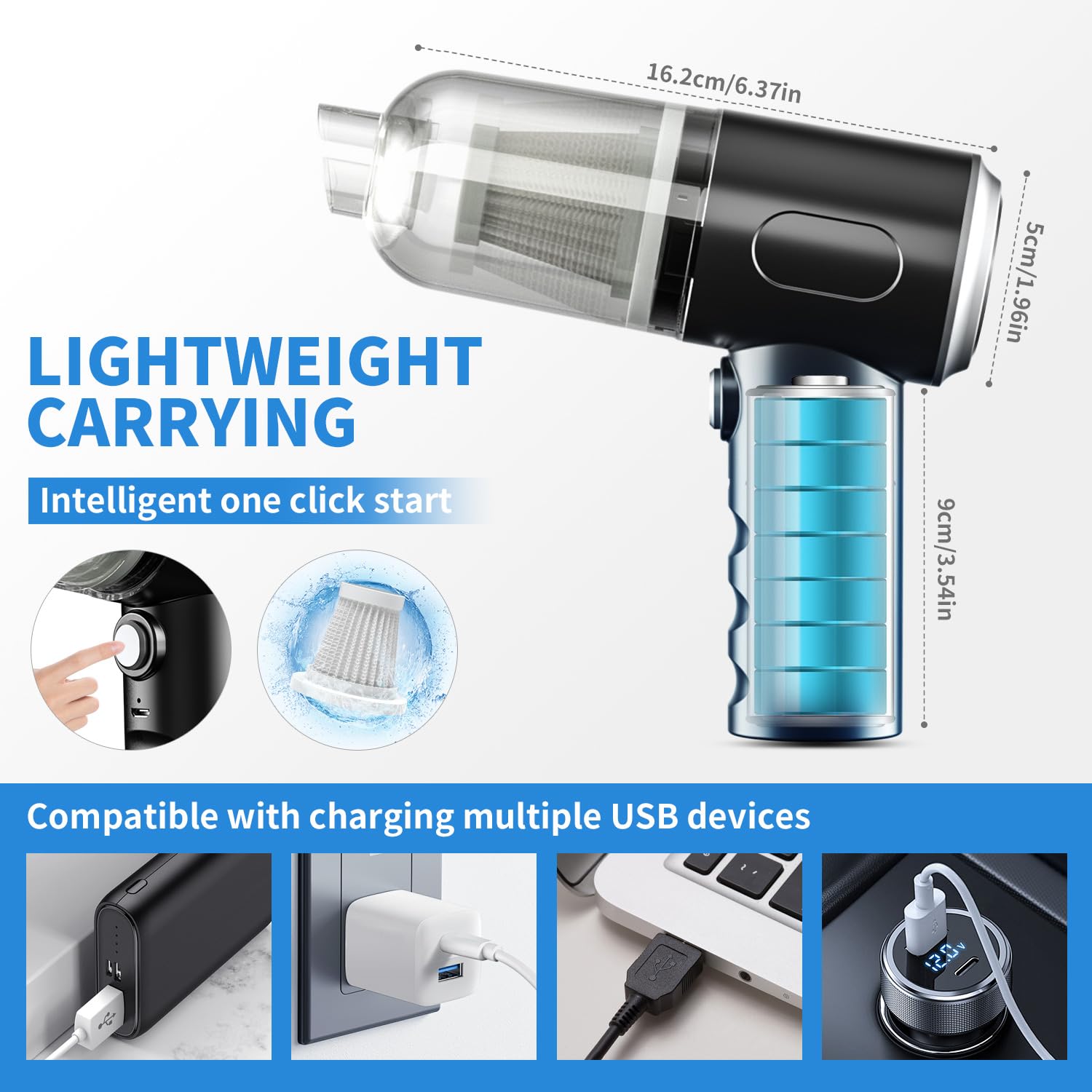 3 in 1 Keyboard Vacuum Cleaner, 12000PA High Power Handheld Car Vacuum, Cordless Portable Mini Table Vacuum Cleaner, Compressed