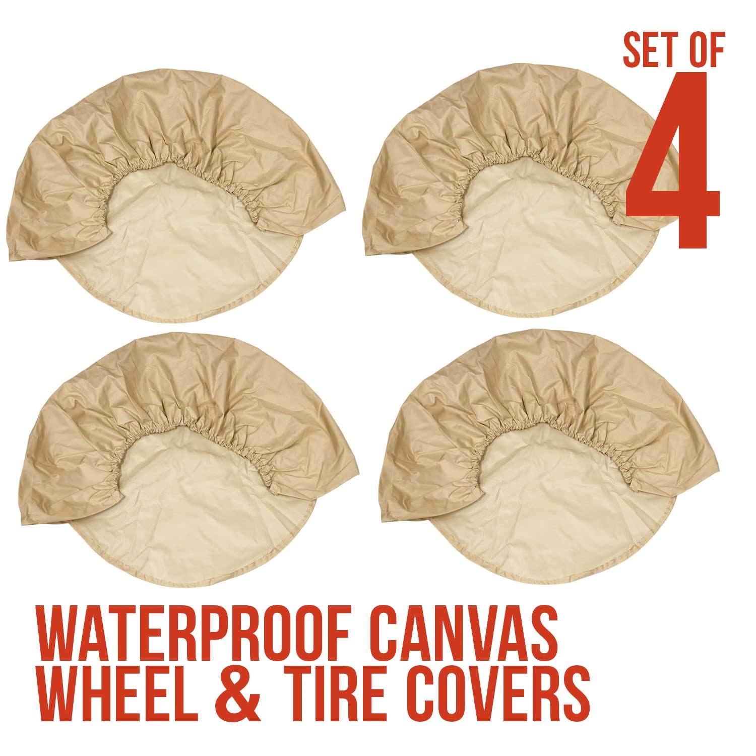 Tcp Global Set Of 4 Oxford Waterproof Canvas Wheel Tire Covers For Rv Auto Truck Car Camper Trailer 27''-29'' Diameter