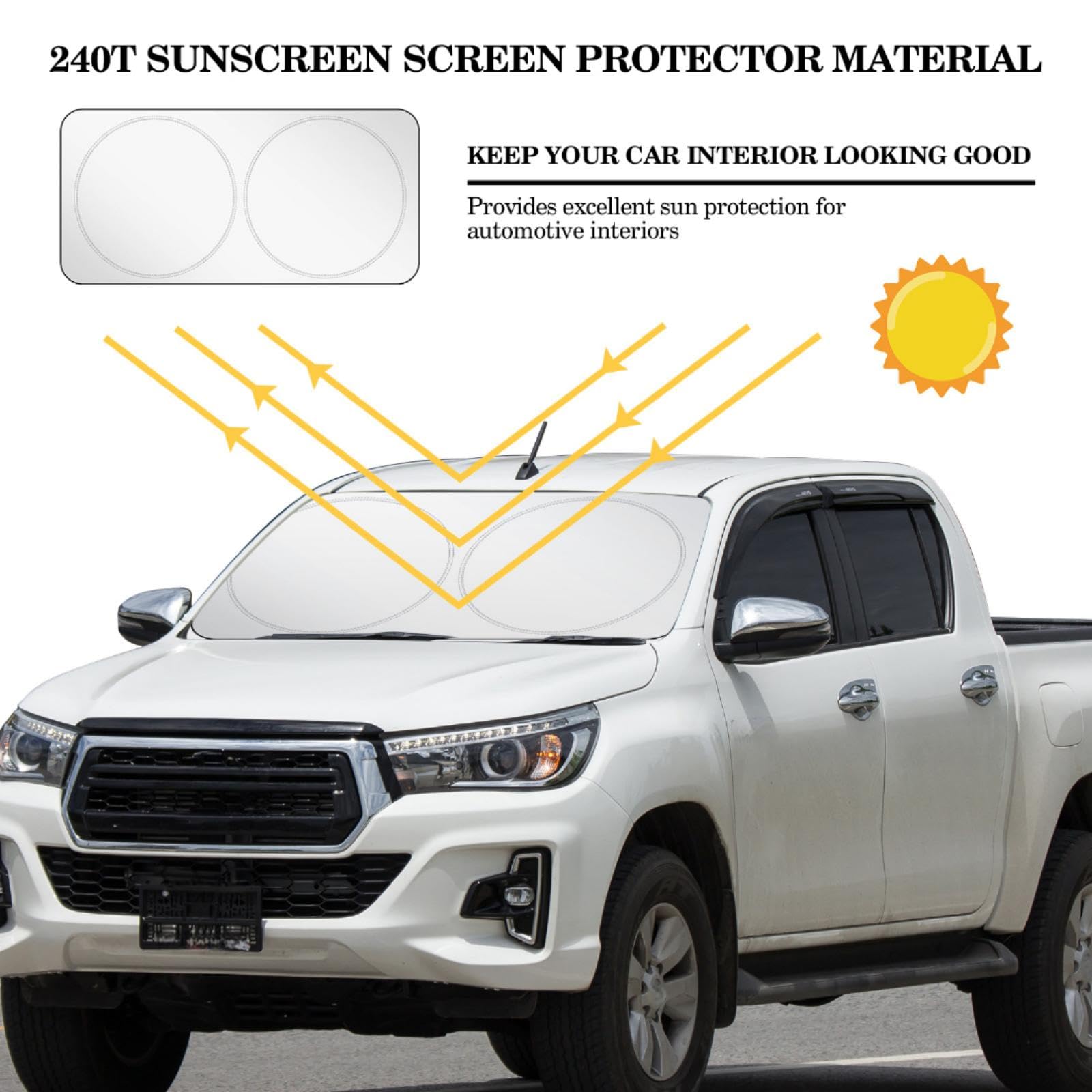 Woanger Windshield Sun Shade Foldable Car Front Window Covers For Car Accessories Sun Heat Uv Rays Visor Protector Protection Fo