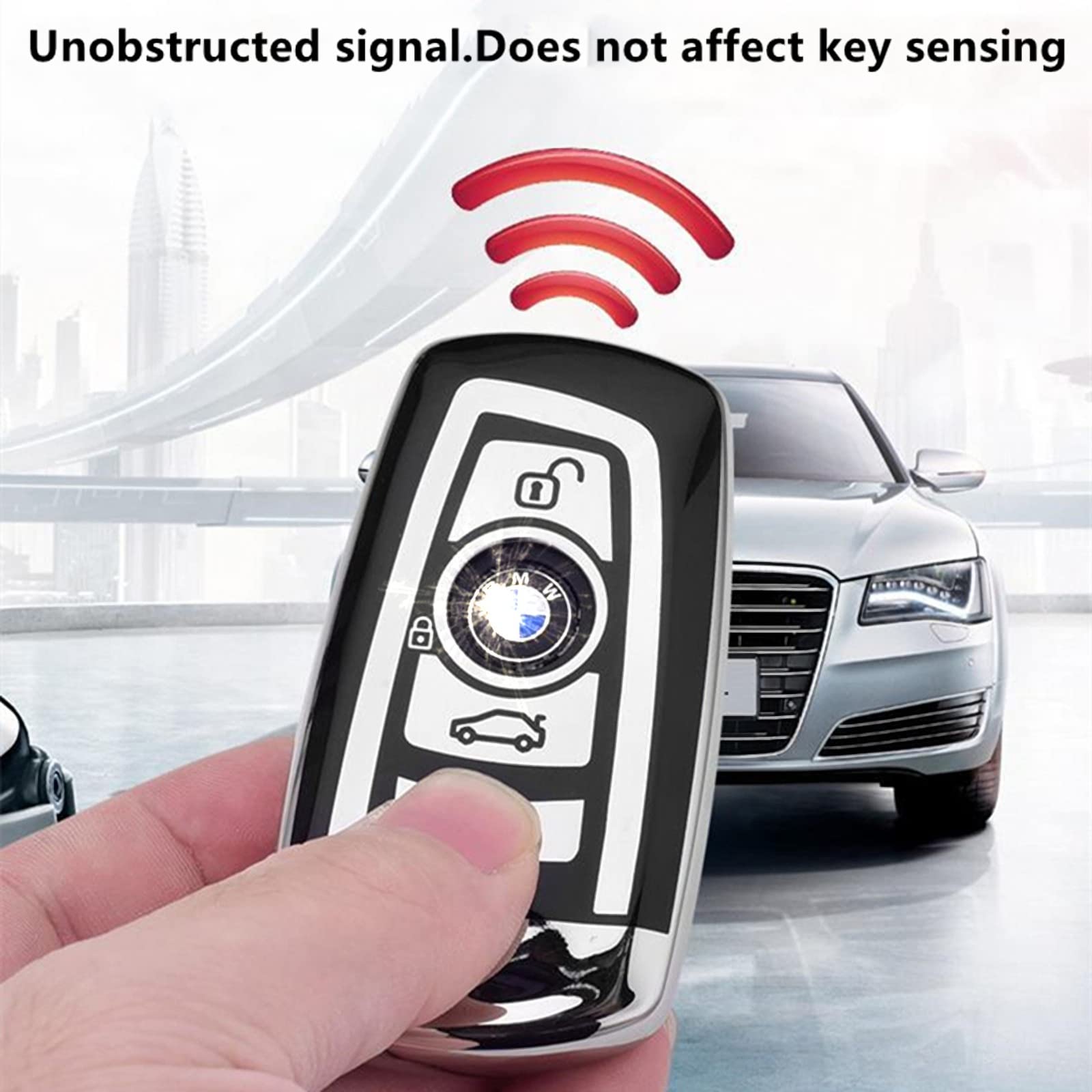 Creativity BMW Key Fob Cover - Type A Silver TPU Protection Case for X1 X3 X4 X5 X6 M3 M5 M6 GT3 GT5 G30 F10 F15