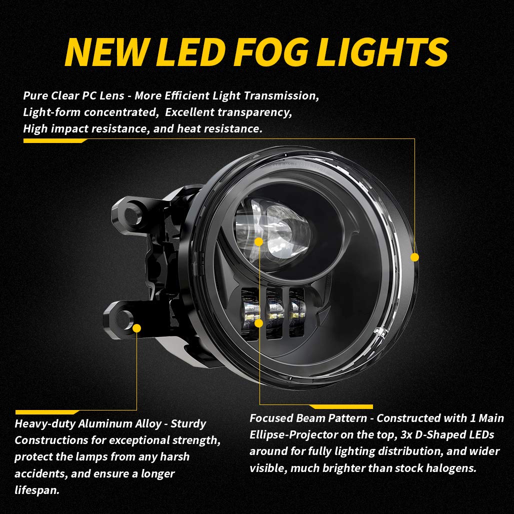 Z-Offroad New Led Fog Lights Driving Lamps Assembly Replacement For 2016-2022 Tacoma 2014-2022 4Runner 2014-2019 Tundra Truck, D