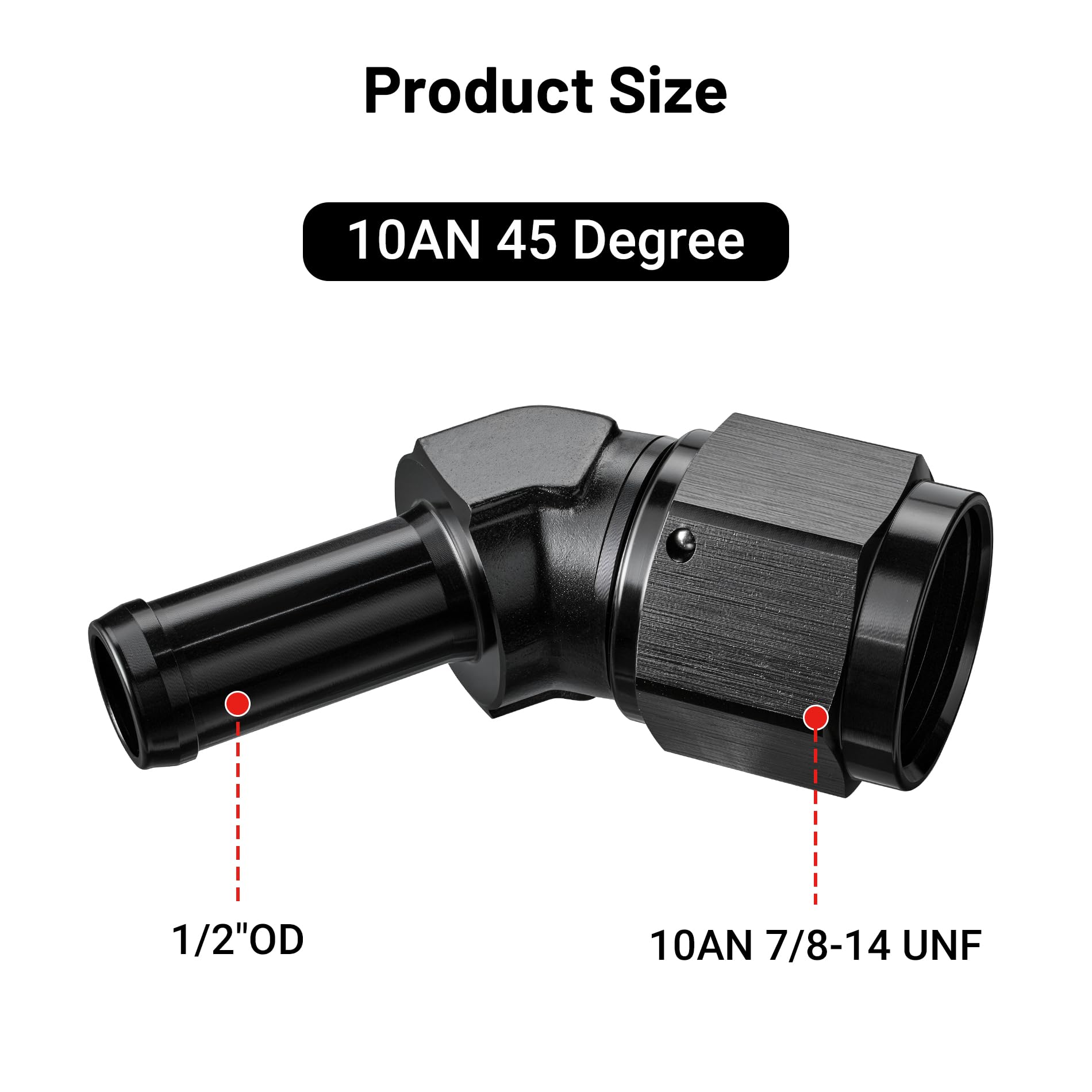 EVIL ENERGY 10AN Female to 1/2'' Barb Hose Fitting 45 Degree Swivel 2PCS