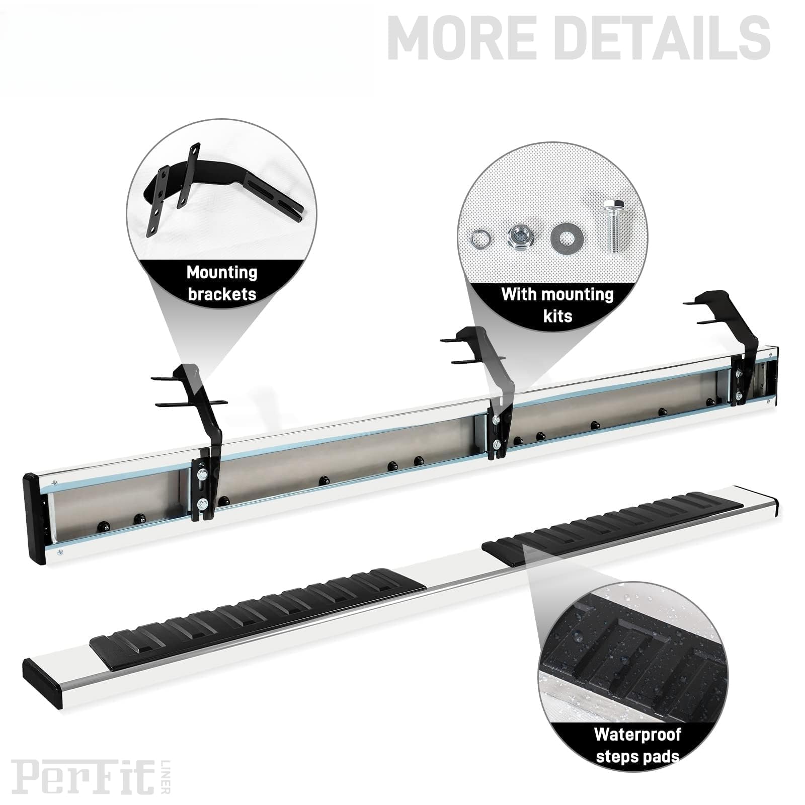 6'' Running Boards Compatible With 2015-2025 F-150 Crew Cab And 2017-2025 F-250 F-350 F-450 F-550 Super Crew Cab - Side Step Rai