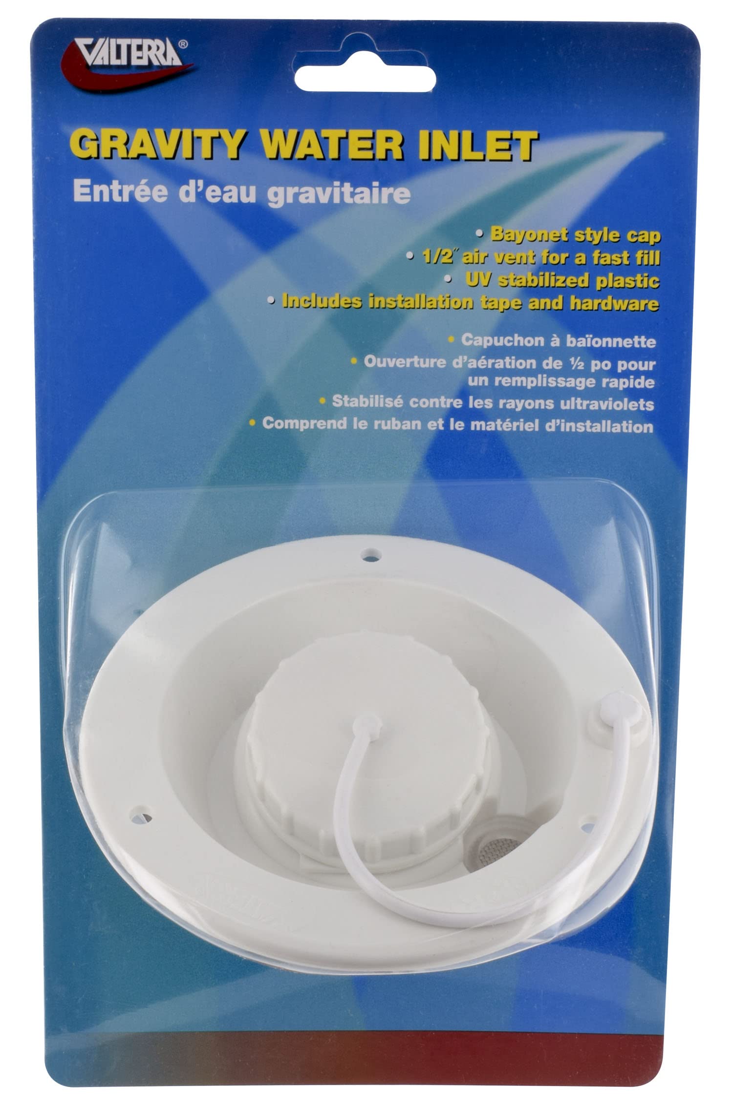 Valterra A01-2003VP Gravity Water Inlet - White (Carded)