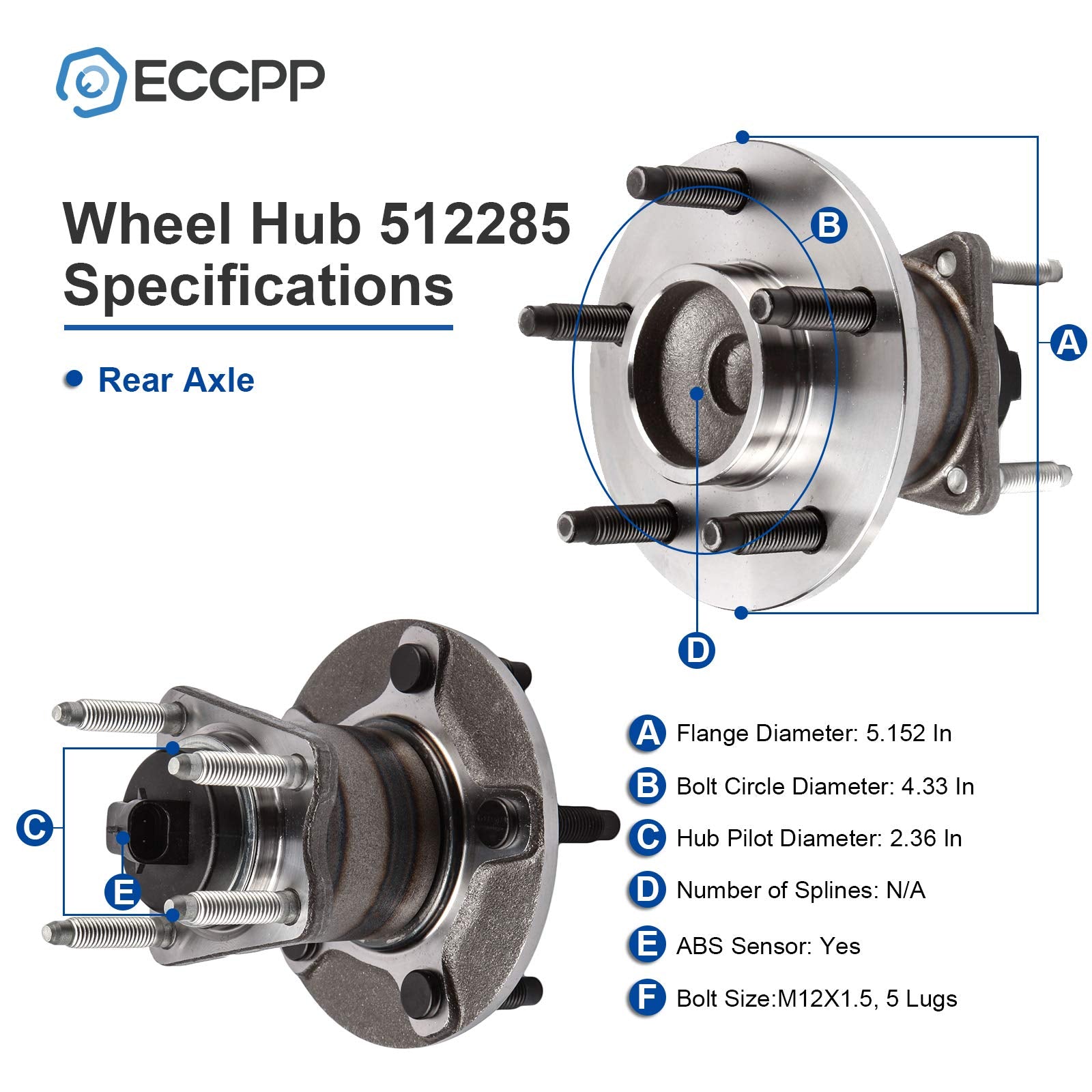 ECCPP Replacement for Wheel Bearing and Hub Assembly For Chevrolet Malibu 2004-2007/ Pontiac G6 2005-2007/ Saturn Aura 2007 Whee