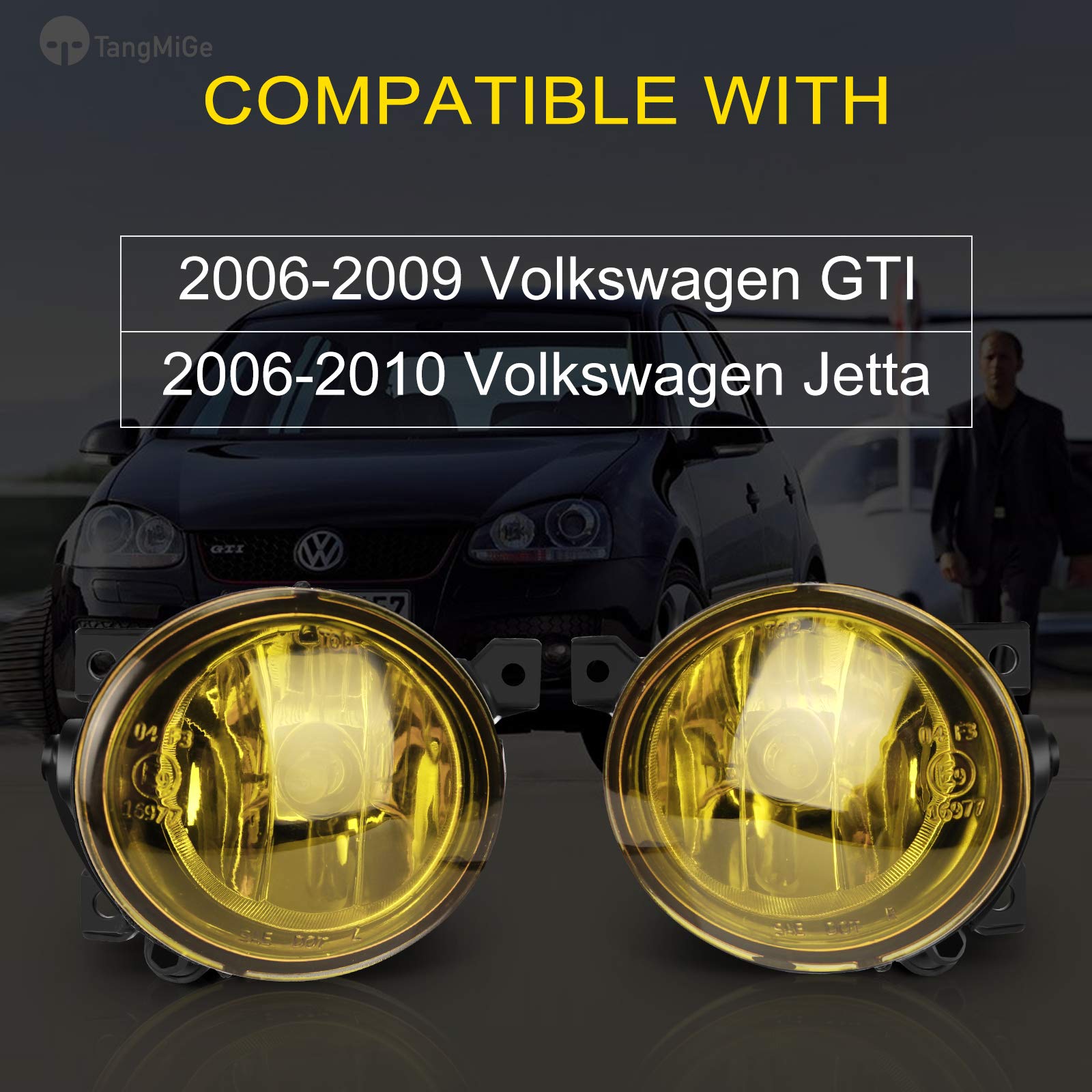 TangMiGe Fog Lights for Volkswagen GTI/Volkswagen Jetta 2006 2007 2008 2009 2010, Premium (VW GTI/Jetta) Fog Lamps Replacement,