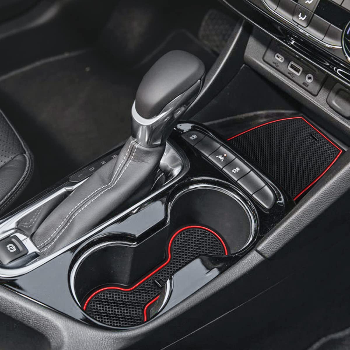 Auovo Anti Dust Cup Holder Insert Liners For Buick Encore Gx Accessories 2020 2021 2022 2023 2024 Custom Fit Door Pocket Center Console Interior Mats 16Pcs (Red Trim)