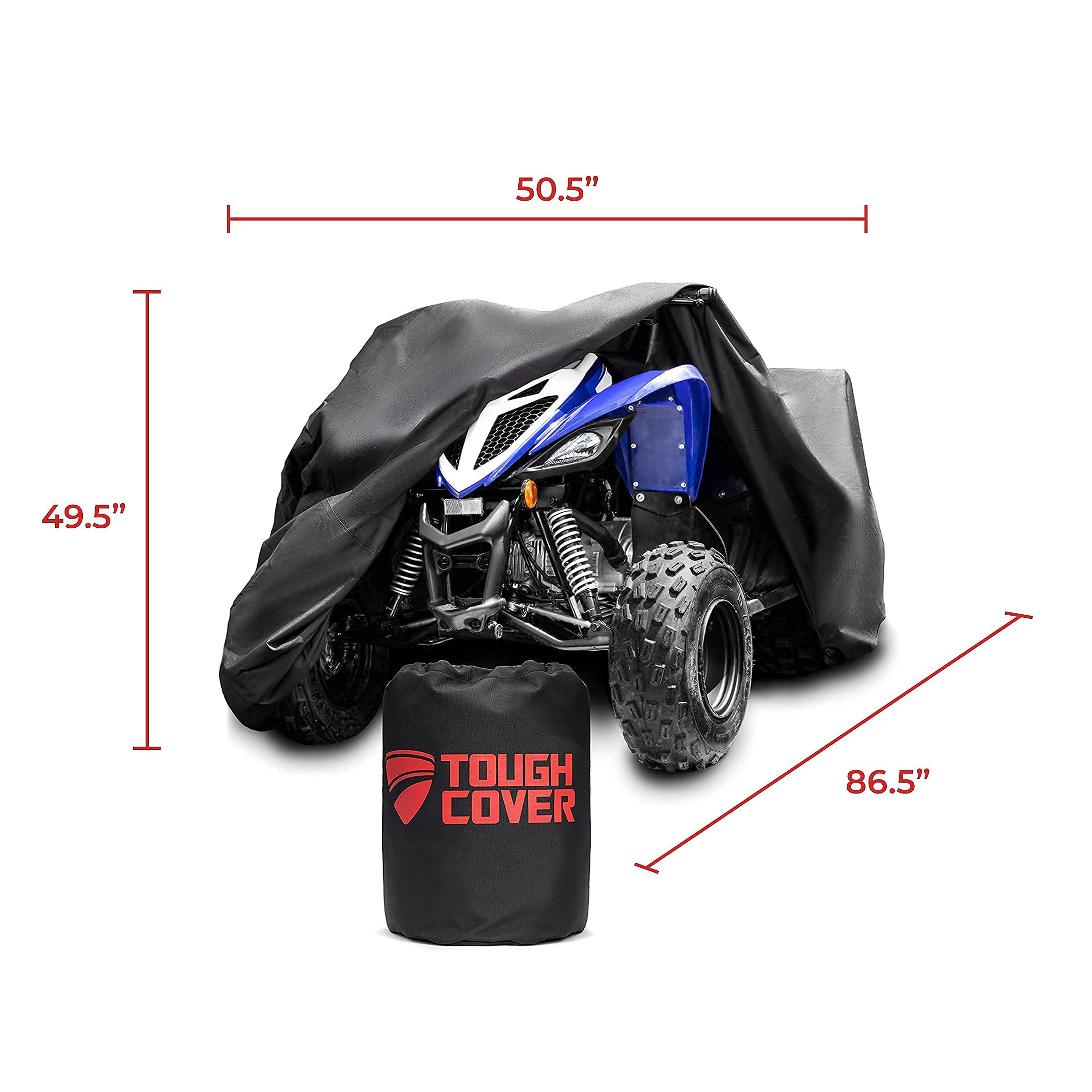 Tough Cover XL ATV Cover, Heavy Duty 600D Marine Grade Fabric, Quad Cover for Kawasaki, Honda, Polaris, Yamaha, and More. Protec