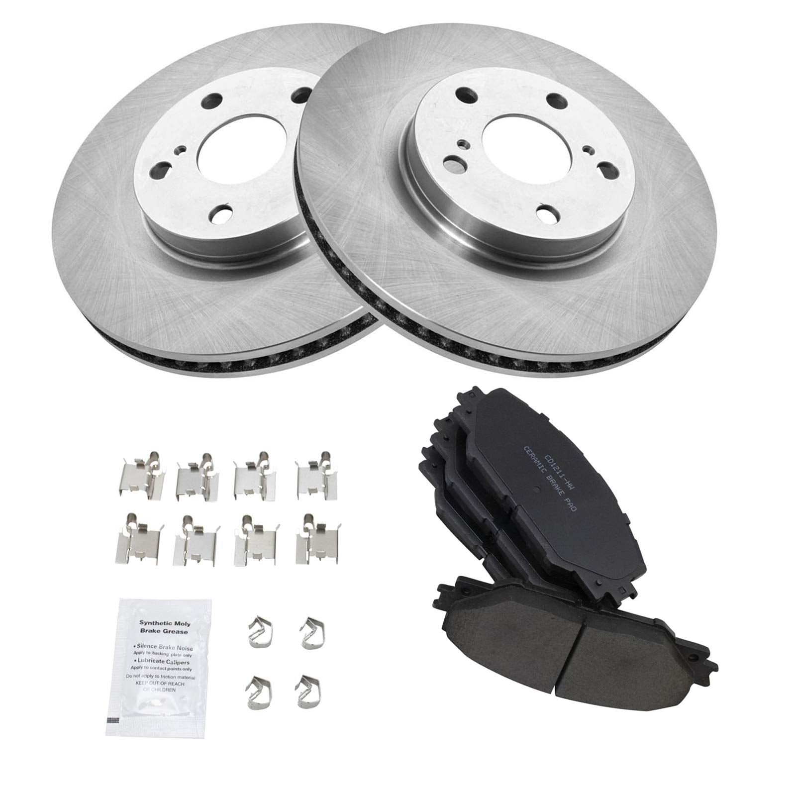 Trq Front Ceramic Brake Pad Set & Rotor Pair Set For Tc Matrix Rav4 Vibe