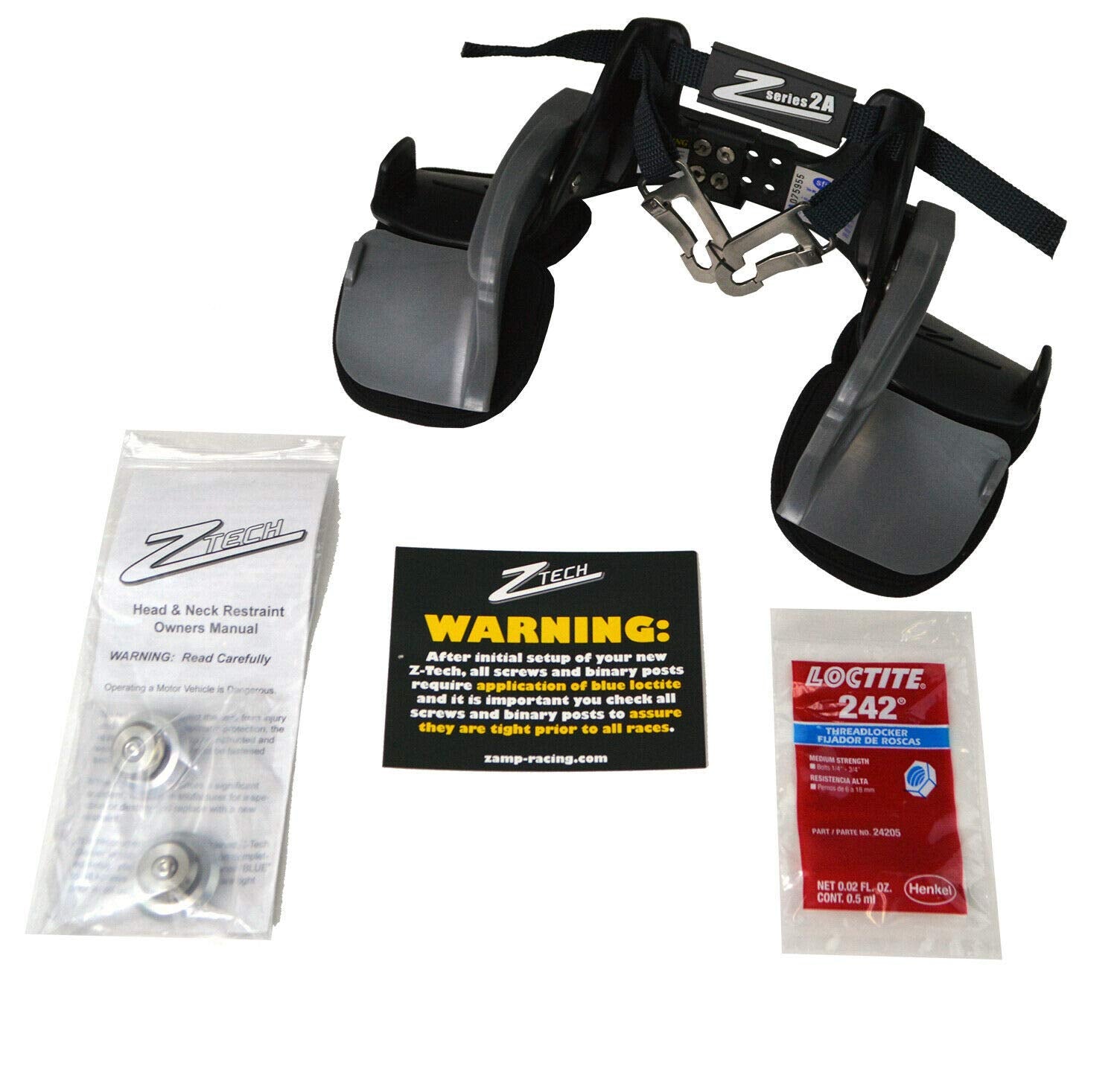 Zamp Z-Tech SFI 38.1 Head and Neck Restraint, Kevlar, One Size Fits Most, Black/Gray, Model nt002003