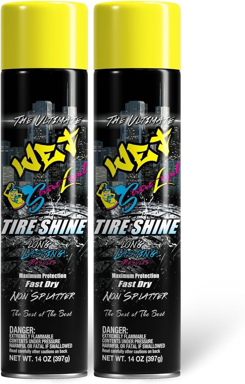Street Legal The Ultimate Wet Tire Shine, High Gloss Wet-Look Tire Dressing, Silicone-Based Formula, 14 oz Aerosol (Pack of 2)