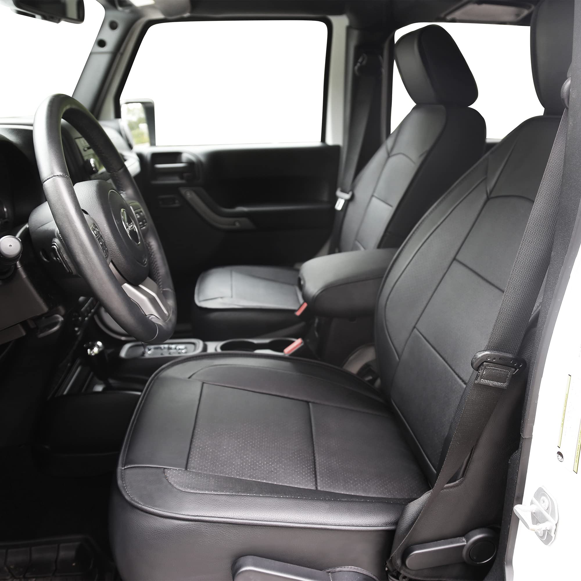 Oasis Auto 2007-2017 Wrangler Jk Custom Leather Seat Covers (2011-2012 Wrangler 2-Door, Black)