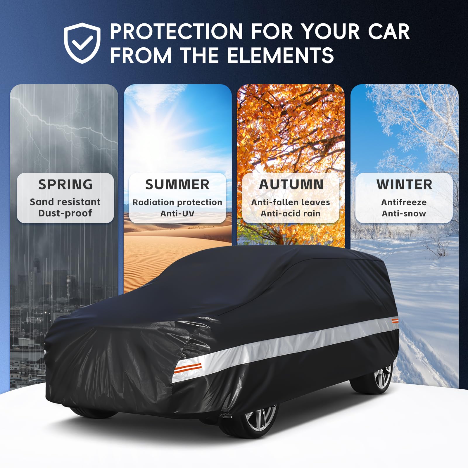 Holthly 10 Layers Suv Car Cover Custom Fit For Chevrolet Chevy Suburban (1973-2024) Waterproof All Weather For Automobiles, Outd