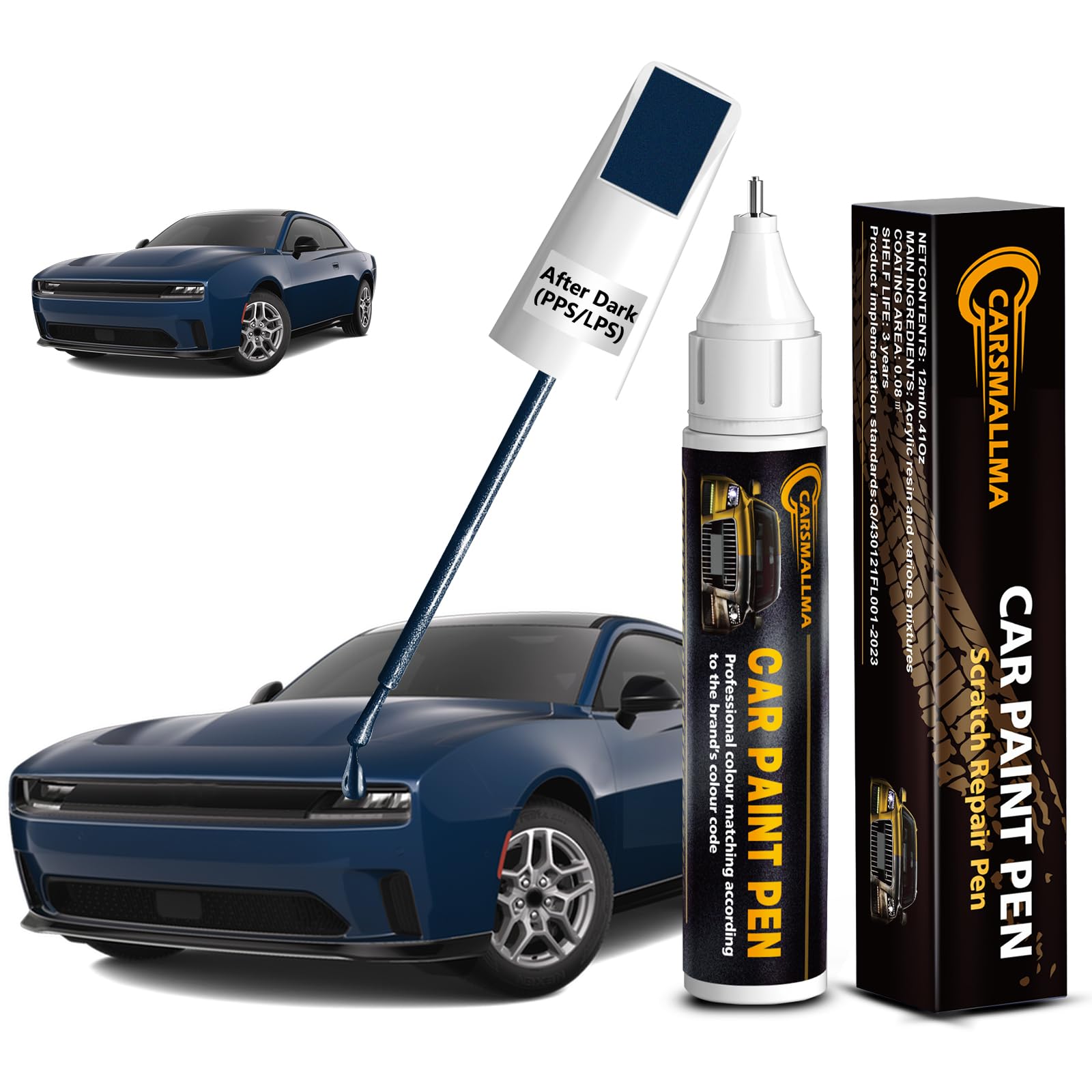 carsmallma After Dark(PPS/LPS) Car Touch Up Paint for Dodge, Color Accurate Car Paint Scratch Repair Pen Kit Quick & Easy Fix Ve