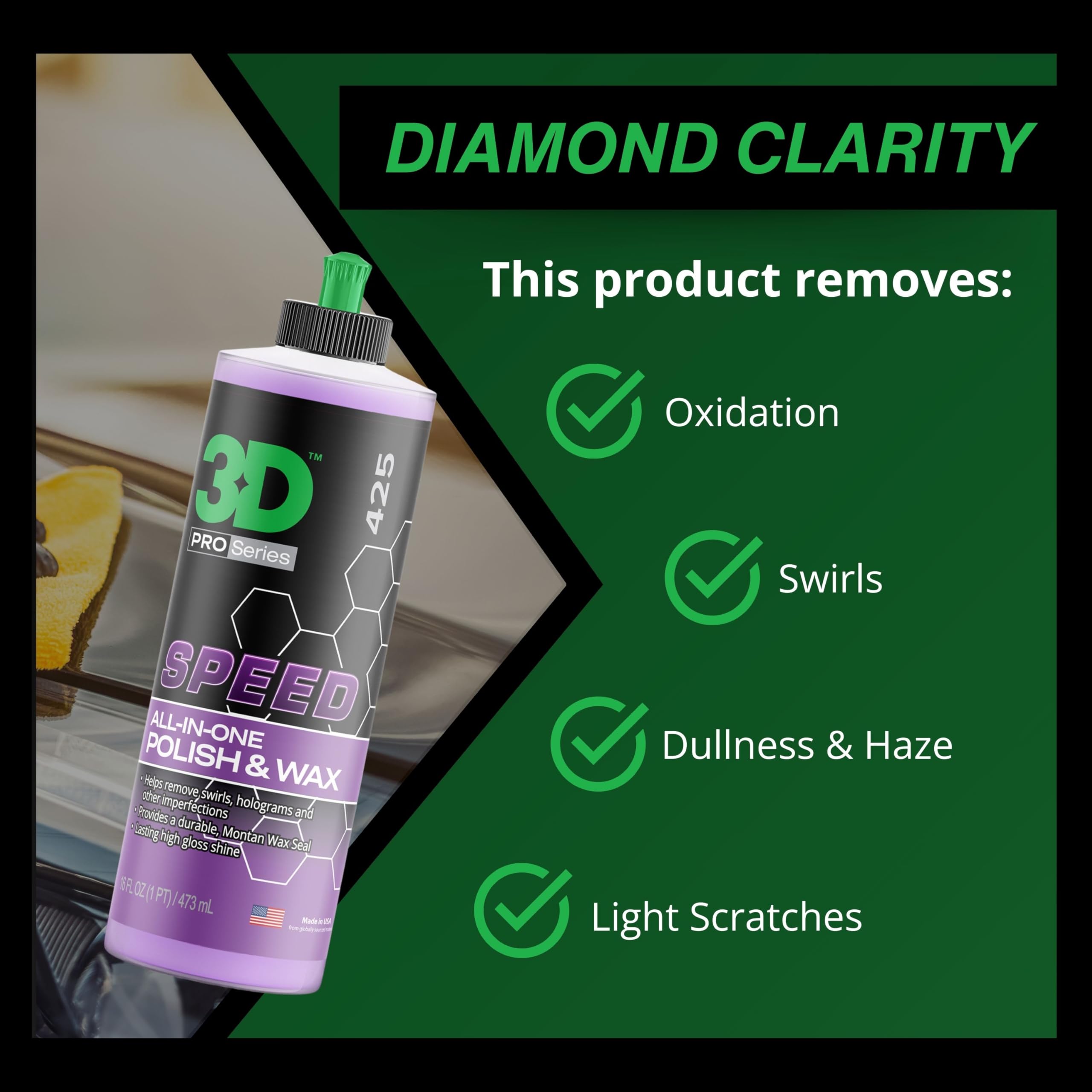 3D 3D Speed Car Polish & Wax - All-In-One Scratch Remover, 32oz, Model P305