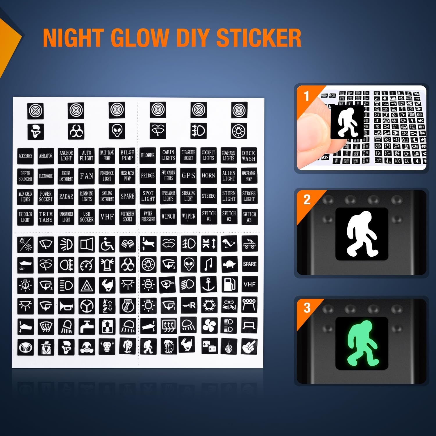 Nilight 3 Pack Rocker Switches With Night Glow Diy Stickers On Off 5 Pin Spst Led Light Switches With Green Backlit 12V/24V Togg