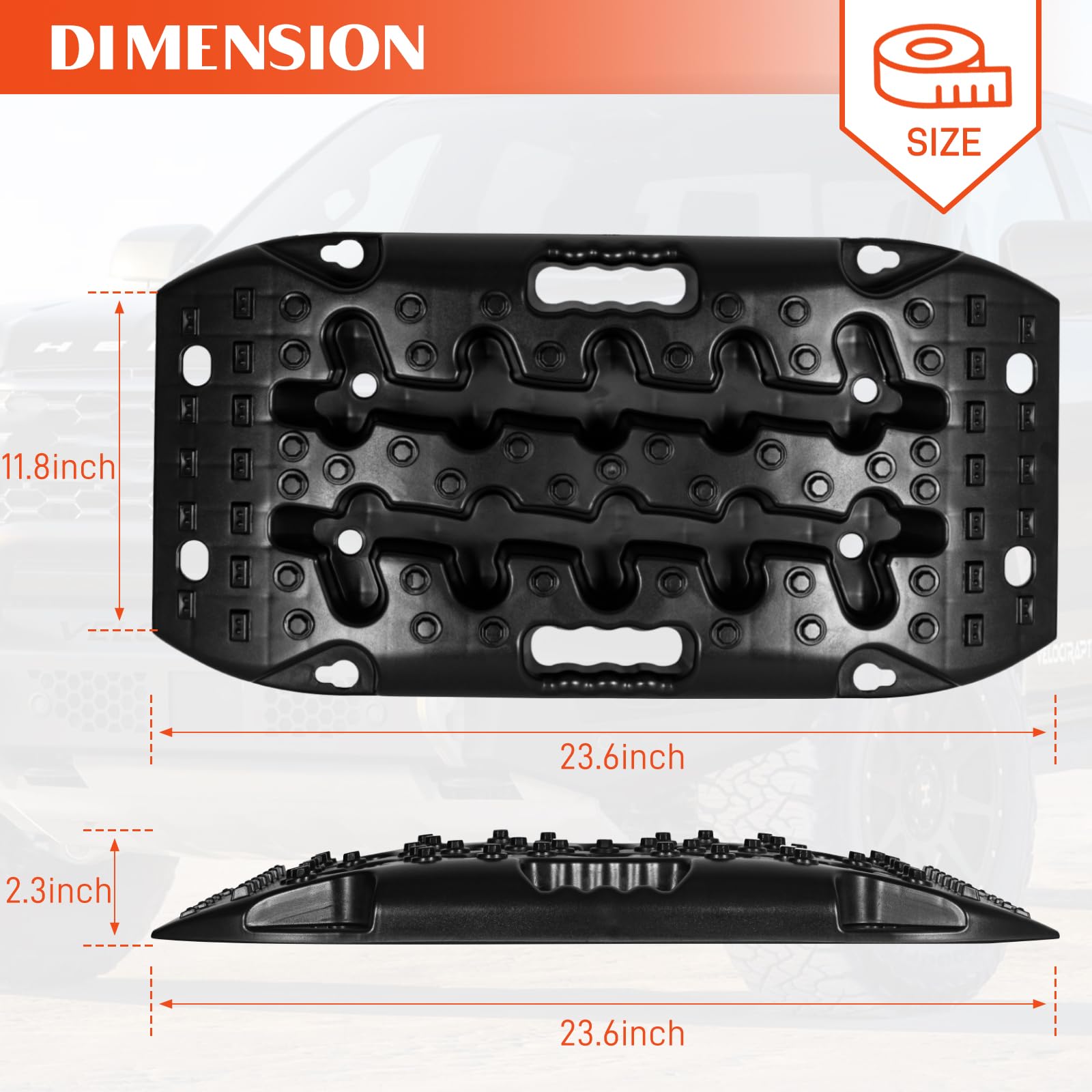 BYERN AUTO Traction Boards - Off Road Recovery Boards, Short Recovery Tracks, Mini Tire Ladder Mat for Snow Mud Sand Rescue 4x4