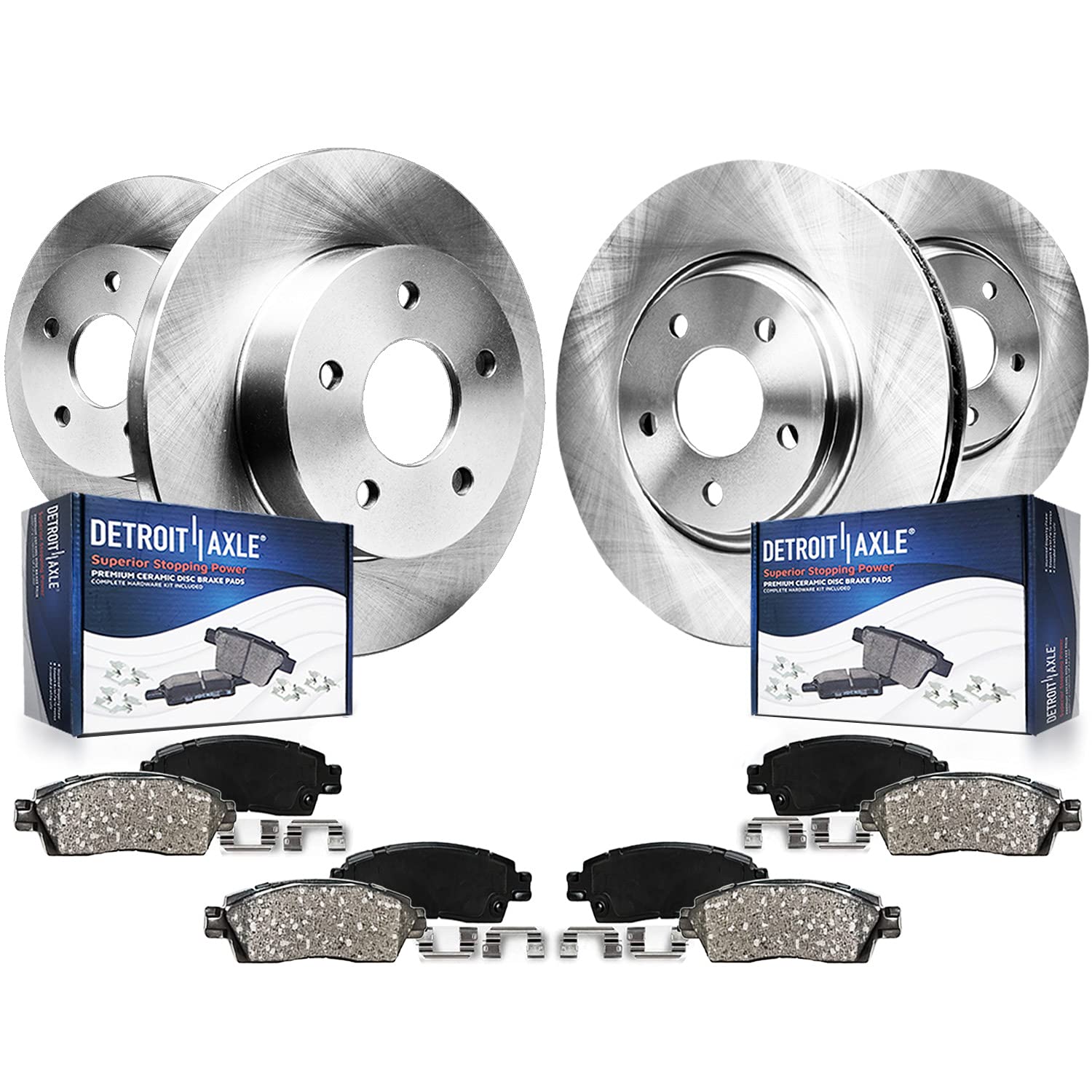 Detroit Axle - Brake Kit for 2003-2011 Honda Element Disc Brake Rotors 2004 2005 2006 2007 2008 2009 2010 Ceramic Brakes Pads Re