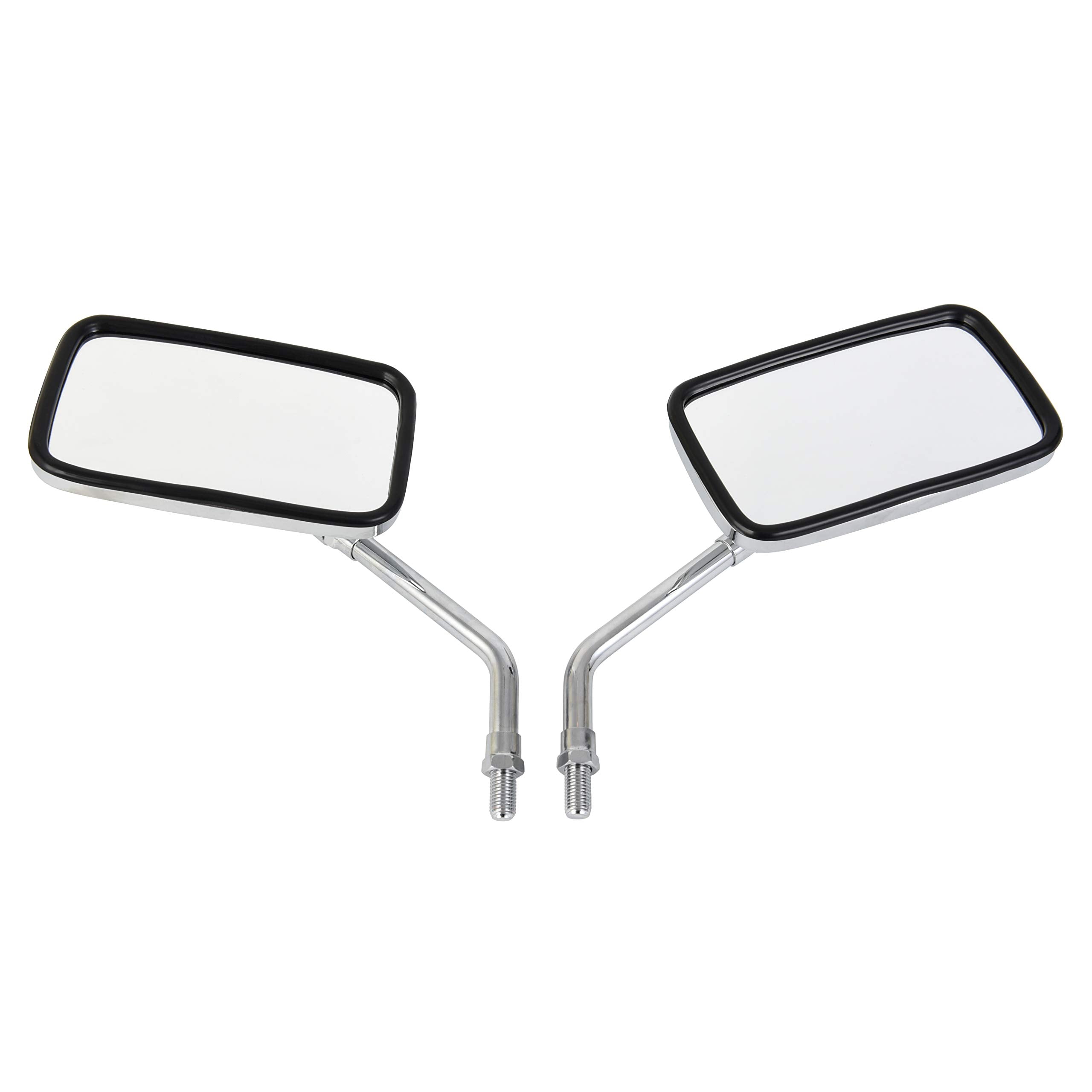 Rawsomes Motorcycle Side Mirrors - Chrome Silver, ABS, 125mm x 70mm, Universal Fit for Harley, Kawasaki, Suzuki, Aprilia, Cruiser, Scooter