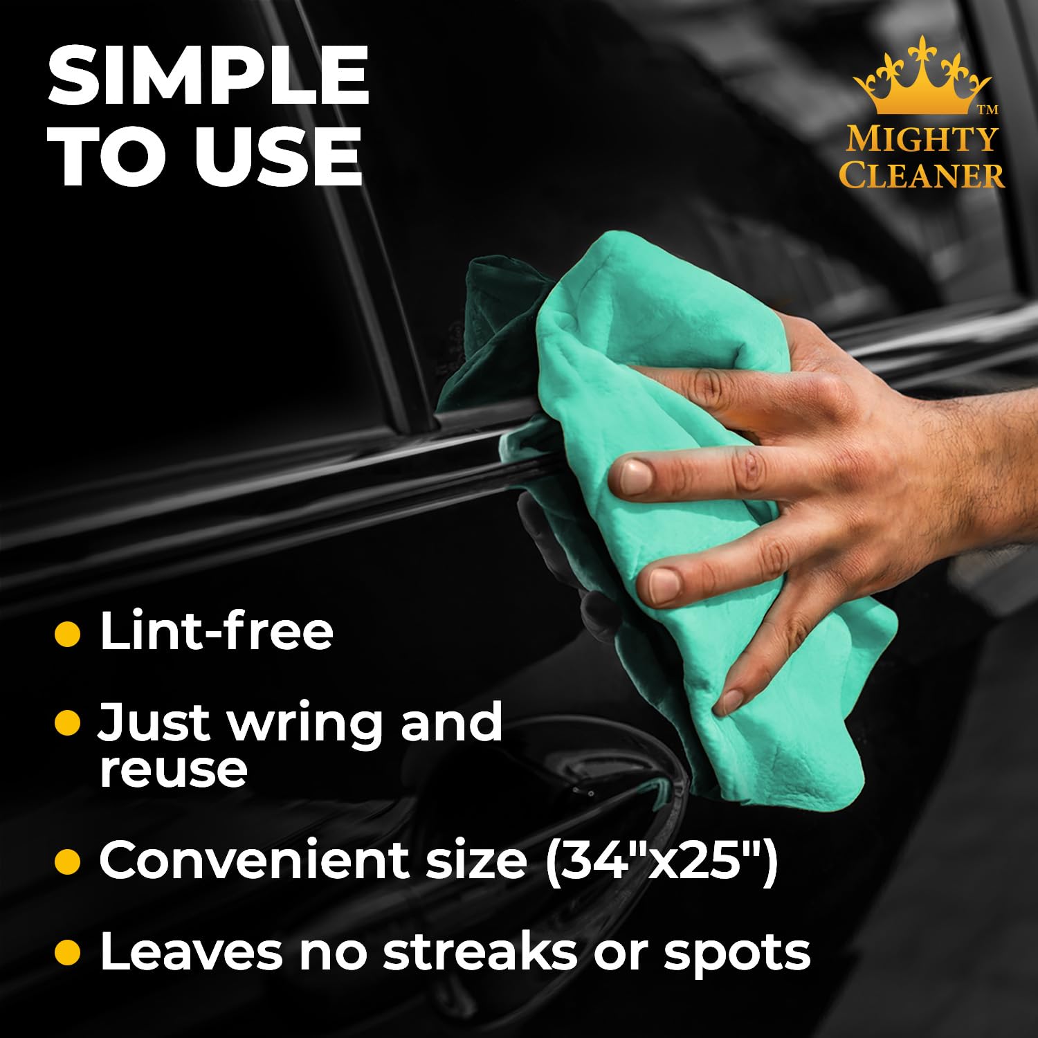 Premium Xl Shammy Towel For Car - 2Pk (34   X25   ) - Super Absorbent Chamois Cloth - Spots & Scratch-Free - Reusable Car Drying