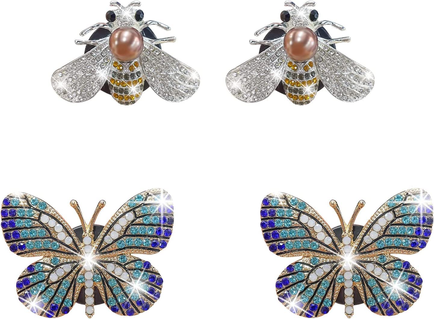 Bling Butterfly Air Vent Clips, 4 Pcs Crystal Bee Car Fresheners, Diffuser Vent Clip, Diamond Decoration, Cute Interior Decor, B