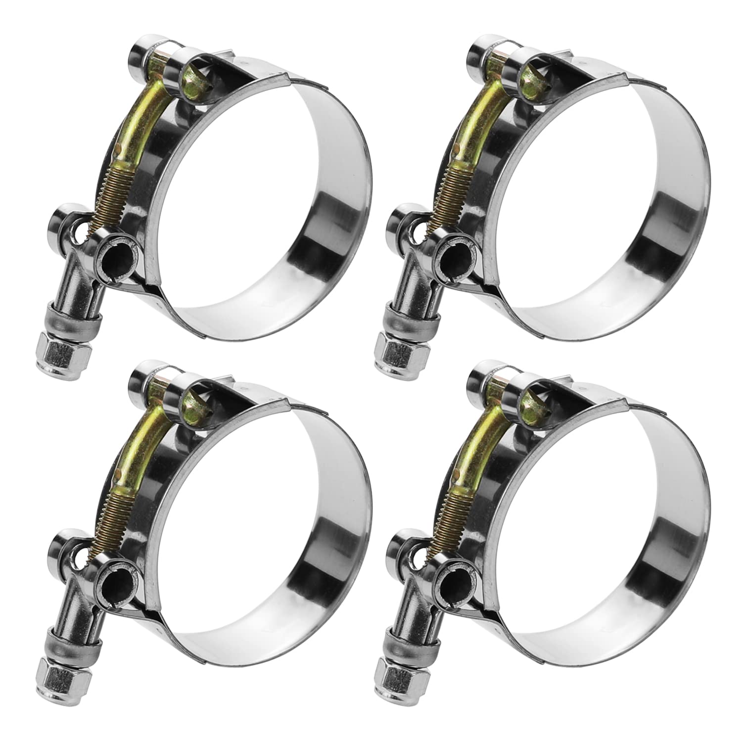 Wysiwyka 4 Pack 1.5 Inch T-Bolt Hose Clamp, Stainless Steel_304 Turbo Intake Clamp, Working Range 44Mm-52Mm For 1.5'' Hose Id