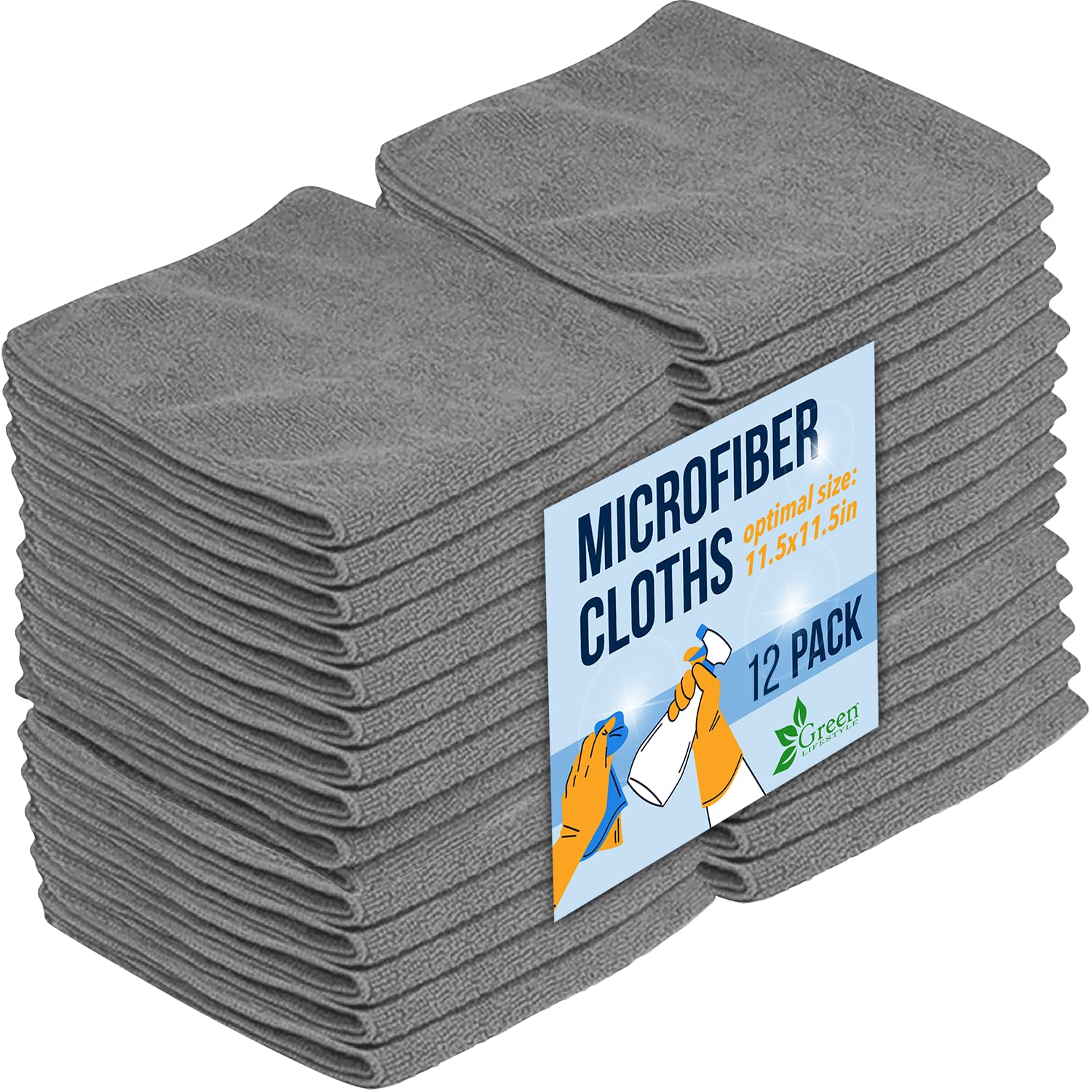 Green Lifestyle Chamois Cloth Microfiber Cleaning Cloth 12 Pack, Borderless Towels Cleaning, Car Microfiber Towel, Drying Car Wa