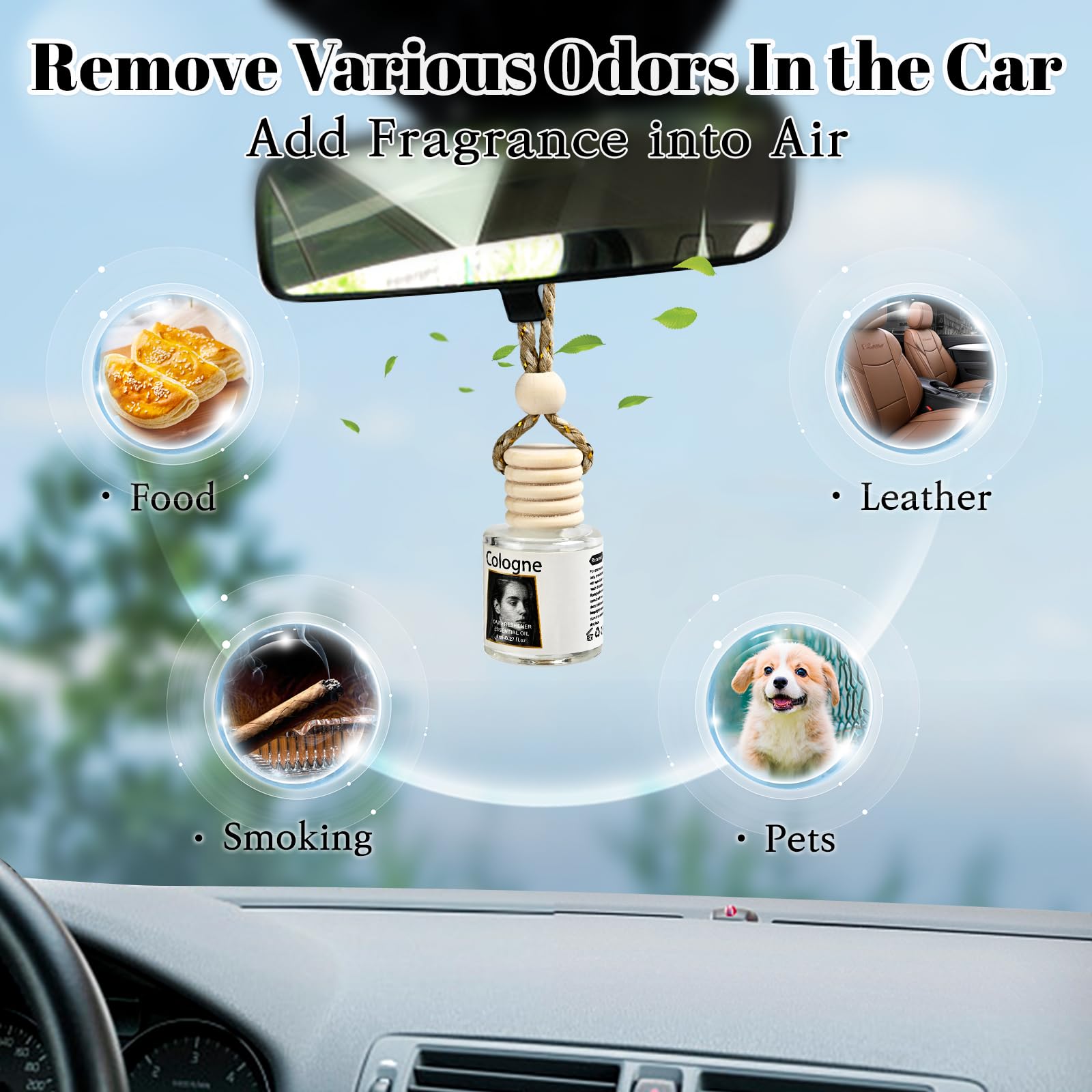 ZJCAHXJ 4 Pack Car Air Freshener Hanging, Natural Essential Oil Car Fresheners Long Lasting Car Fresheners Diffuser,Air freshene