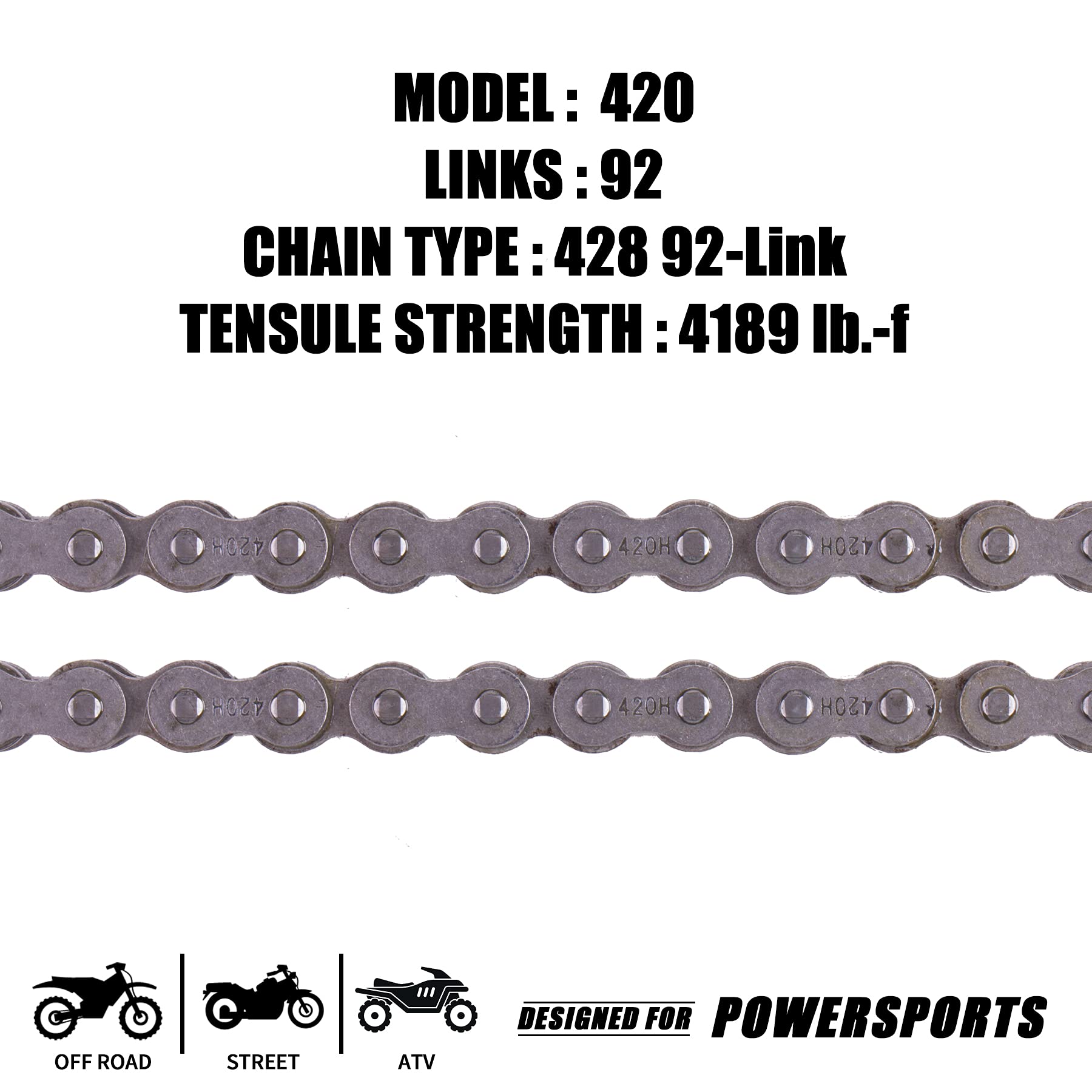 Mrelc 420H Motorcycle Chain+ Chain Breaker,92-Link Heavy Duty Drive Chain