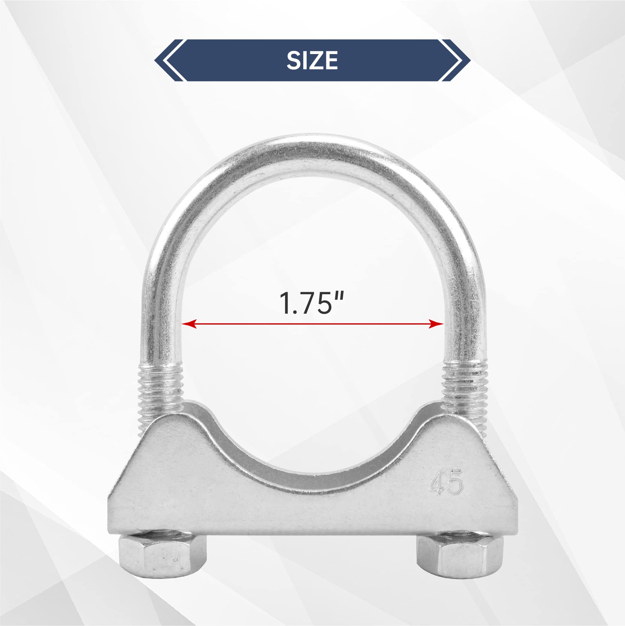 Batoneco 1.75'' U Bolt Clamp, Muffler Exhaust Clamps,1-3/4 Inch Saddle Style Heavy Duty Mild Steel(4-Pack)