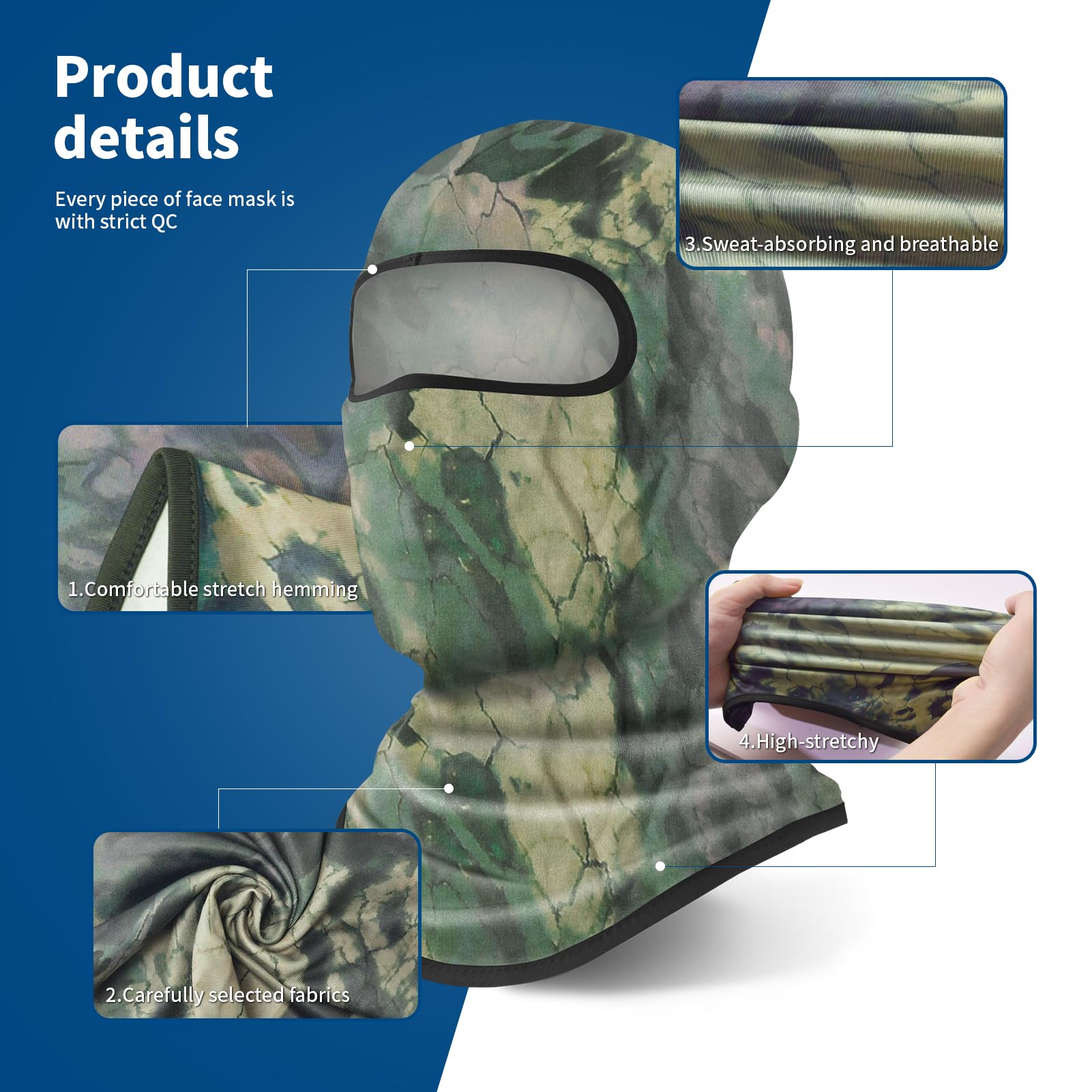 Yeslife Green Ski Mask, Balaclava Face Mask For Men And Women, Skiing, Snowboarding, Motorcycle, Uv Protection & Wind Protection