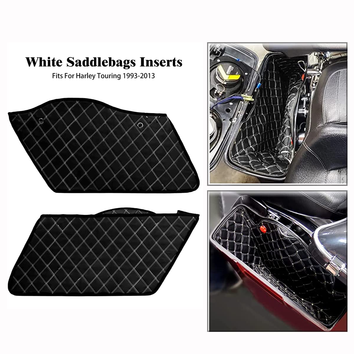 HDBUBALUS Saddlebag Liners Inserts Compatible with Harley Extended Bag Touring Electra Street Glide Road King 1993-2013 (White T