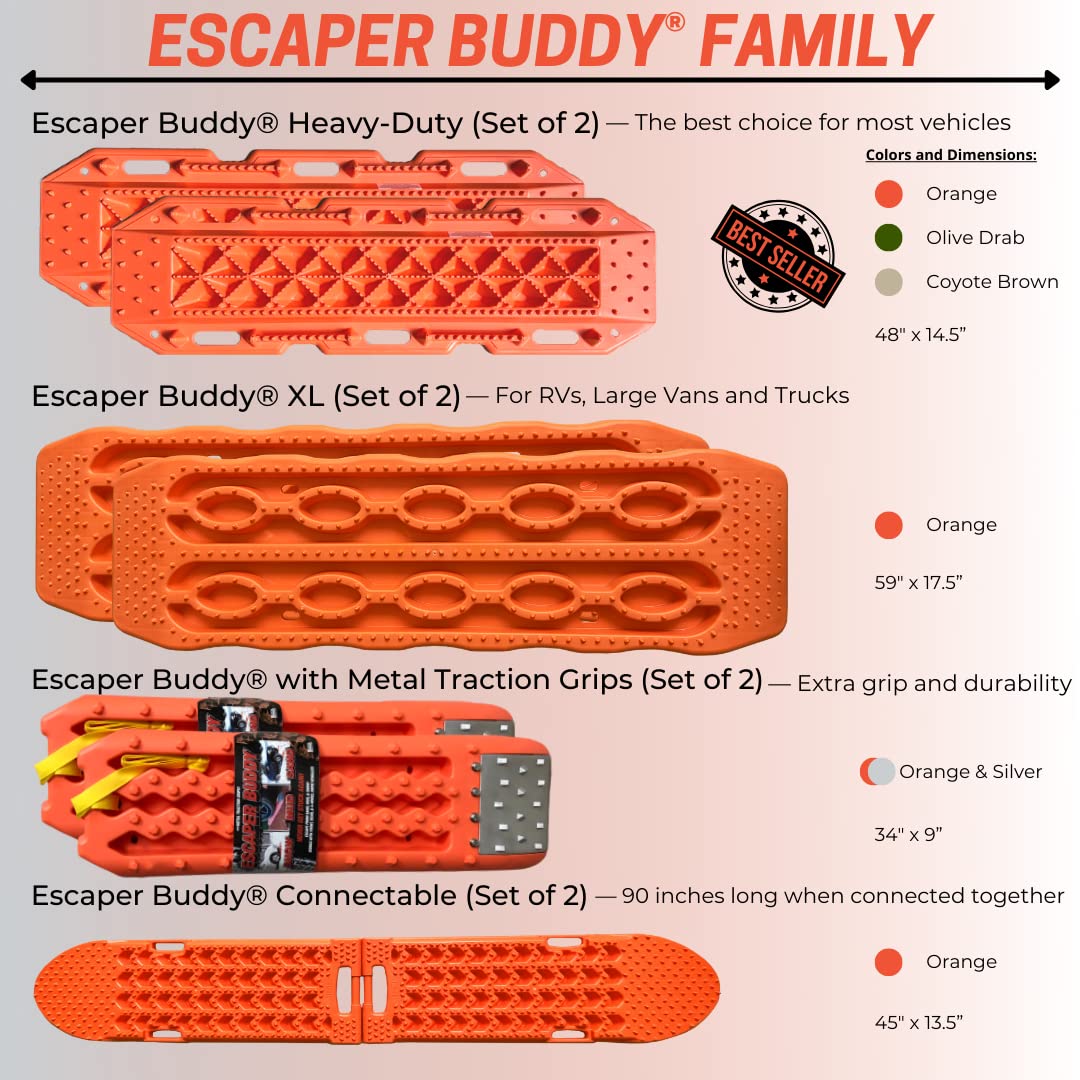Maxsa 20334 Connectable 90'' Escaper Buddy Traction Boards For Off-Road Mud, Sand, & Snow Vehicle Extraction, Bendable, Unbreaka