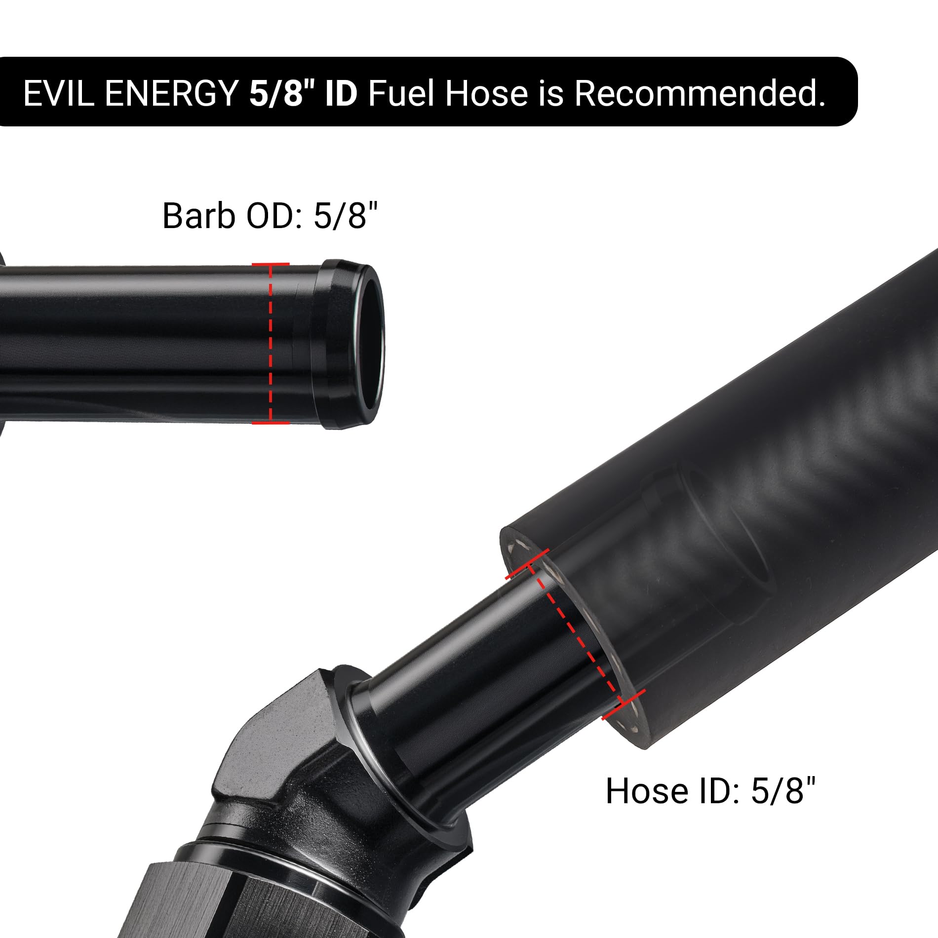 EVIL ENERGY 10AN Female to 5/8'' Barb Hose Fitting 45 Degree Swivel 2PCS