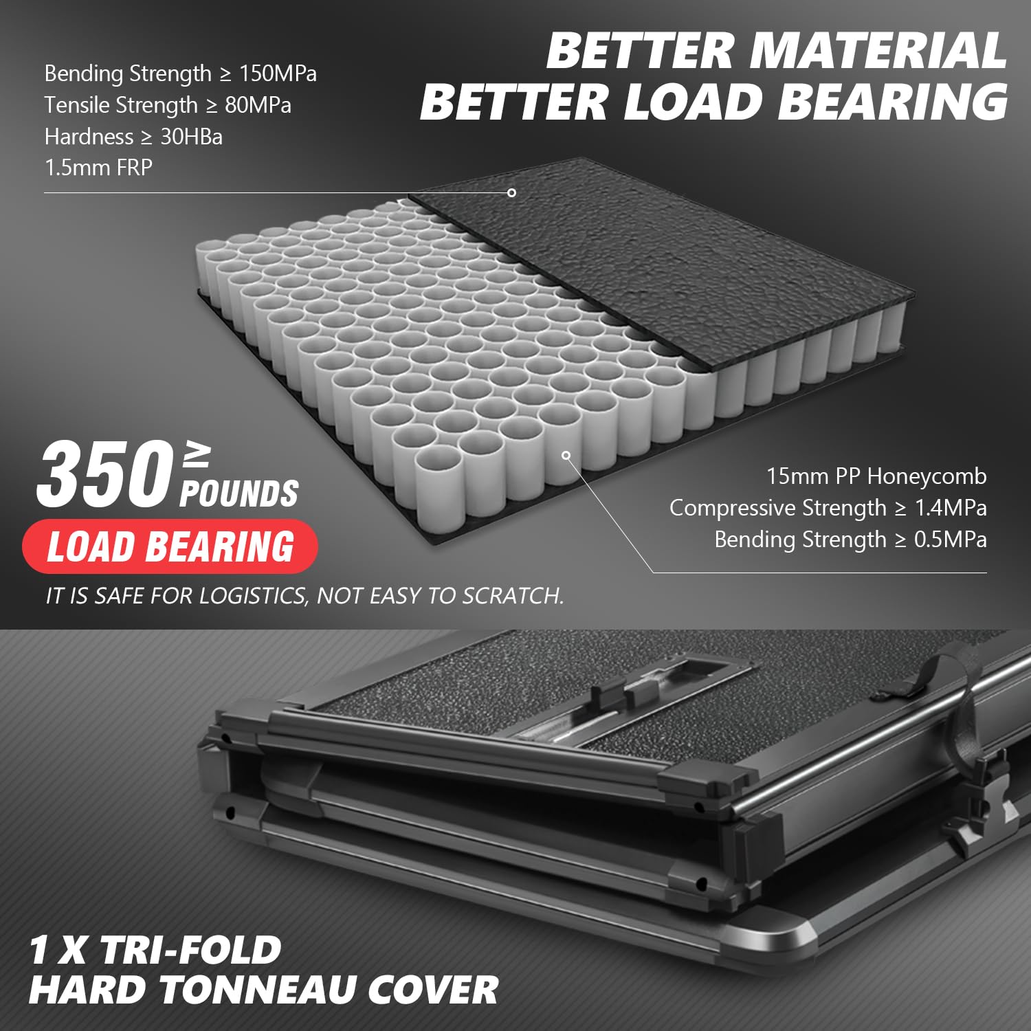Dna Motoring New Upgrade Truck Bed Top Hard Solid Tri-Fold Tonneau Cover Compatible With 73-83 Ford F100 / 75-96 F150 / 73-98 F2