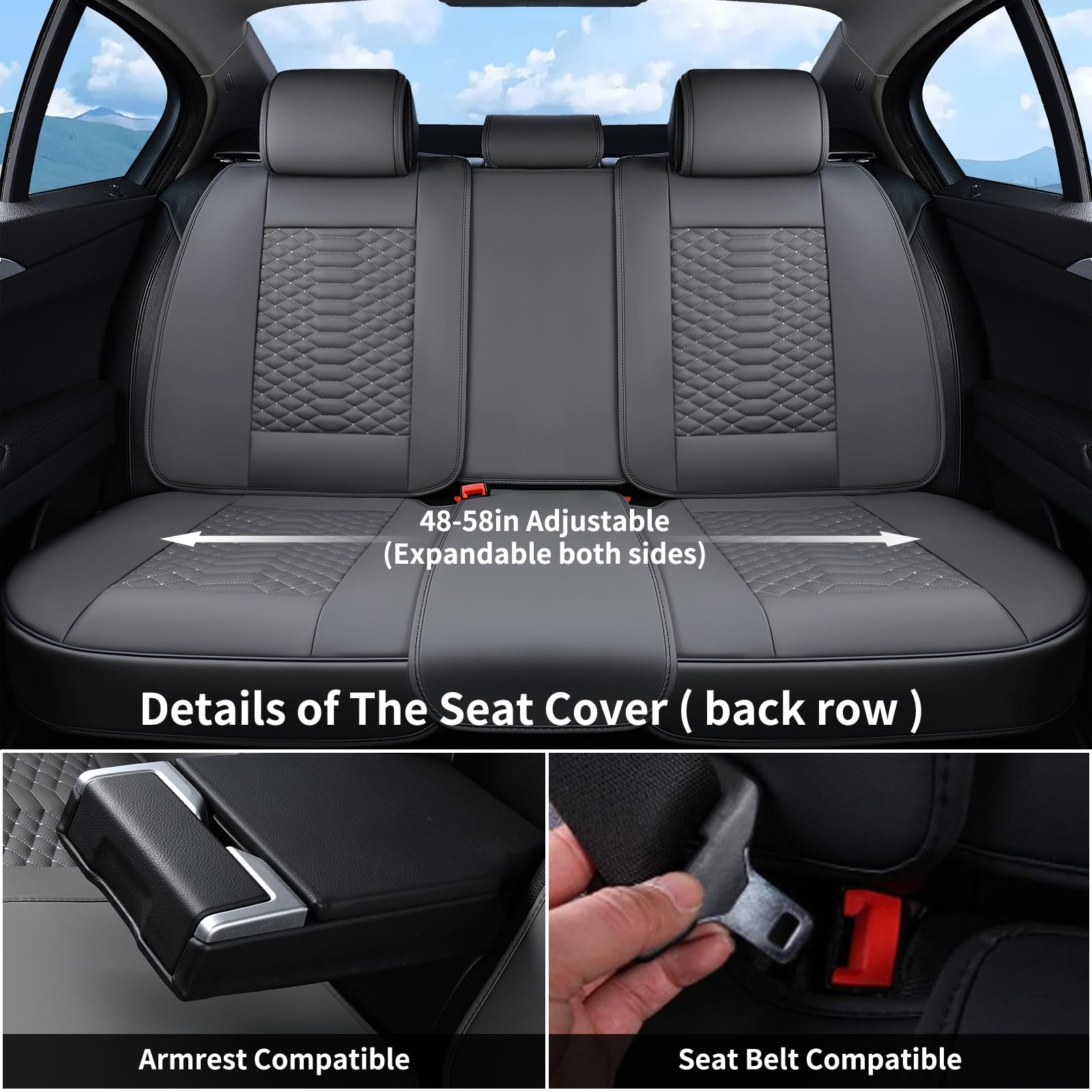 Coverado Car Seat Covers Full Set, Nappa Leather Seat Covers For Cars, 5 Seats Universal Waterproof Seat Covers, Front And Back