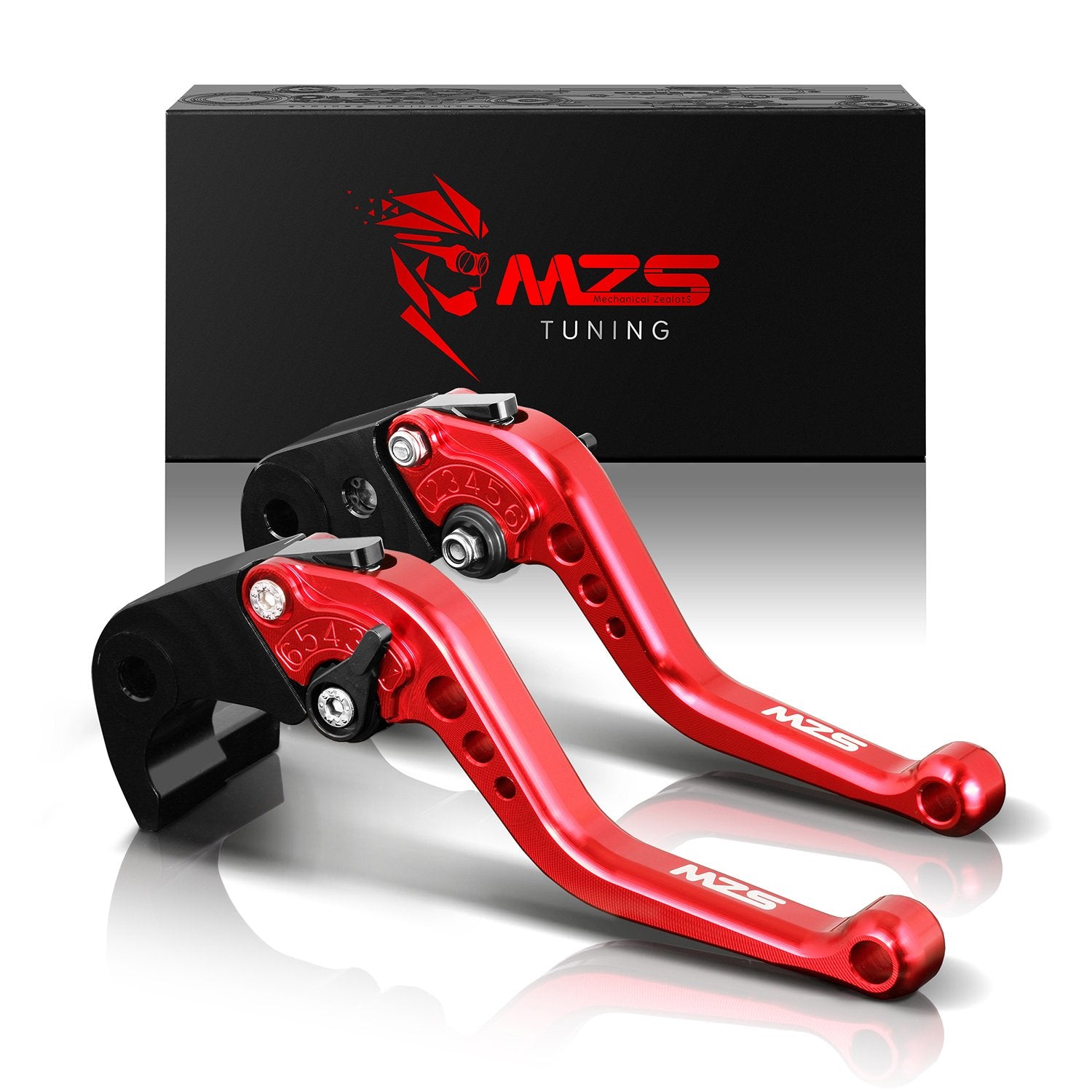 MZS Red Motorcycle Brake Clutch Levers Adjustable Short CNC Compatible with KLE300 KLE300X KLX150S KLX125 KLX250 KLX230 KLX230R 