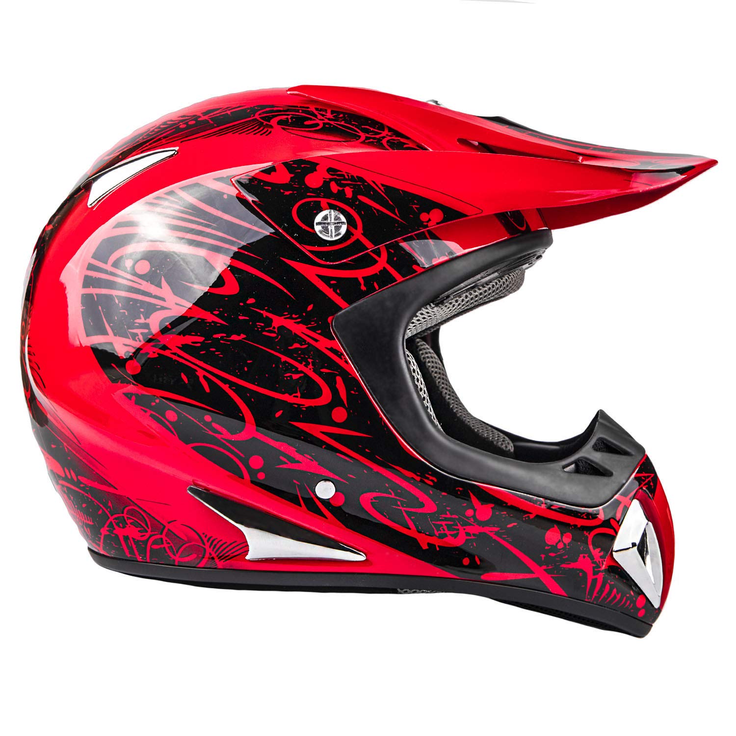 Typhoon Adult Atv Mx Helmet Goggles Gloves Gear Combo Red With Red ( Small )
