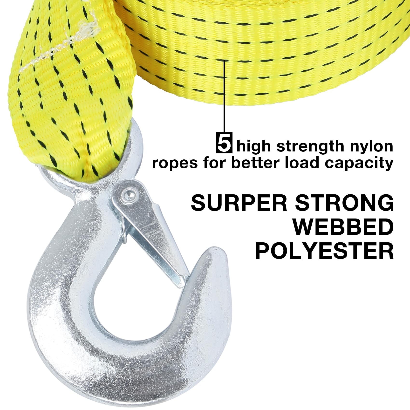 2 Pack Recovery Tow Strap With Hooks 2'' X 20 Ft Break Strengthened Towing Rope Kit 15000Lb Atv Accessories Heavy Duty Recovery