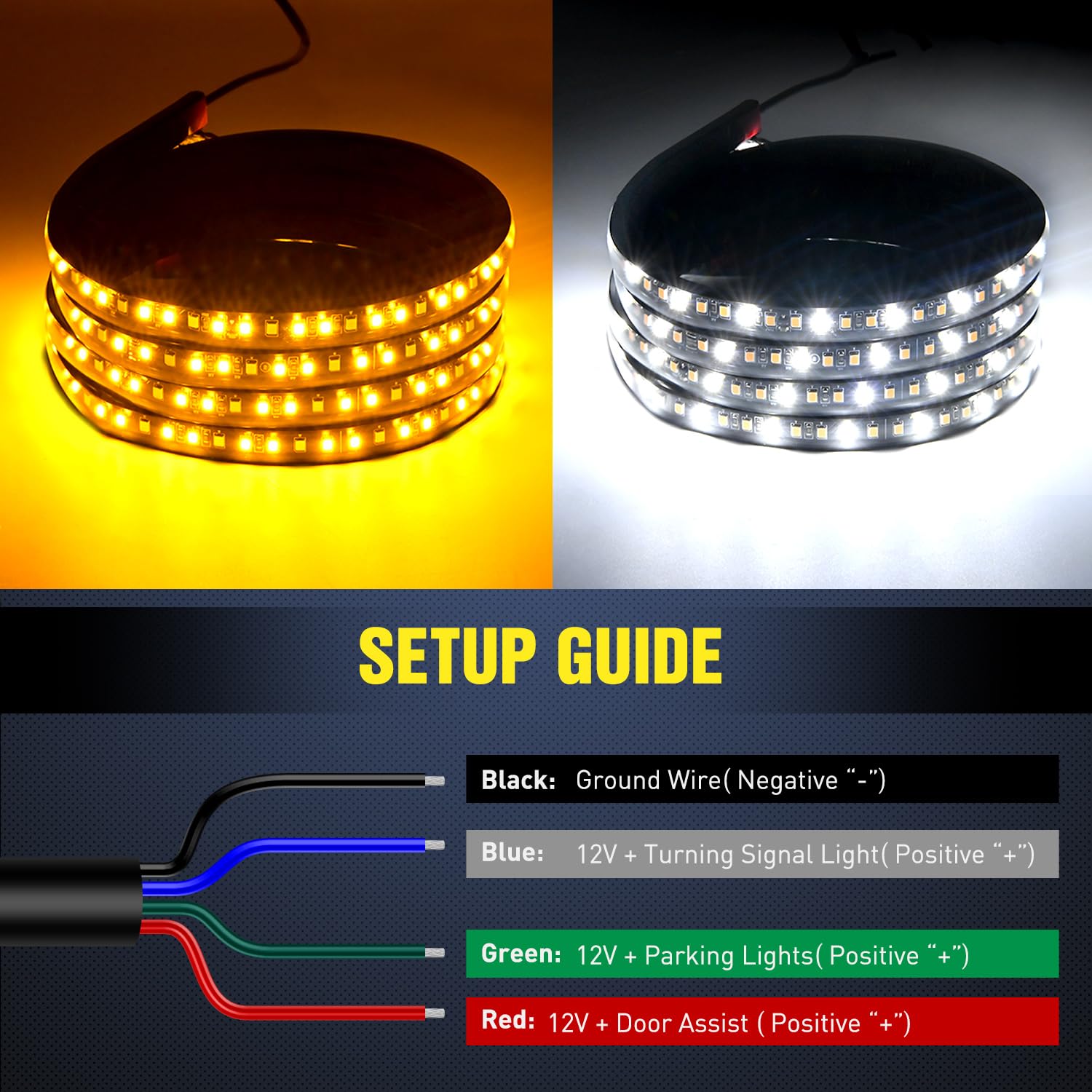 Nilight Truck Led Running Board Lights 2Pcs 70 Inch Led Side Maker Light With 216 Leds White Courtesy Light & Sequential Amber T