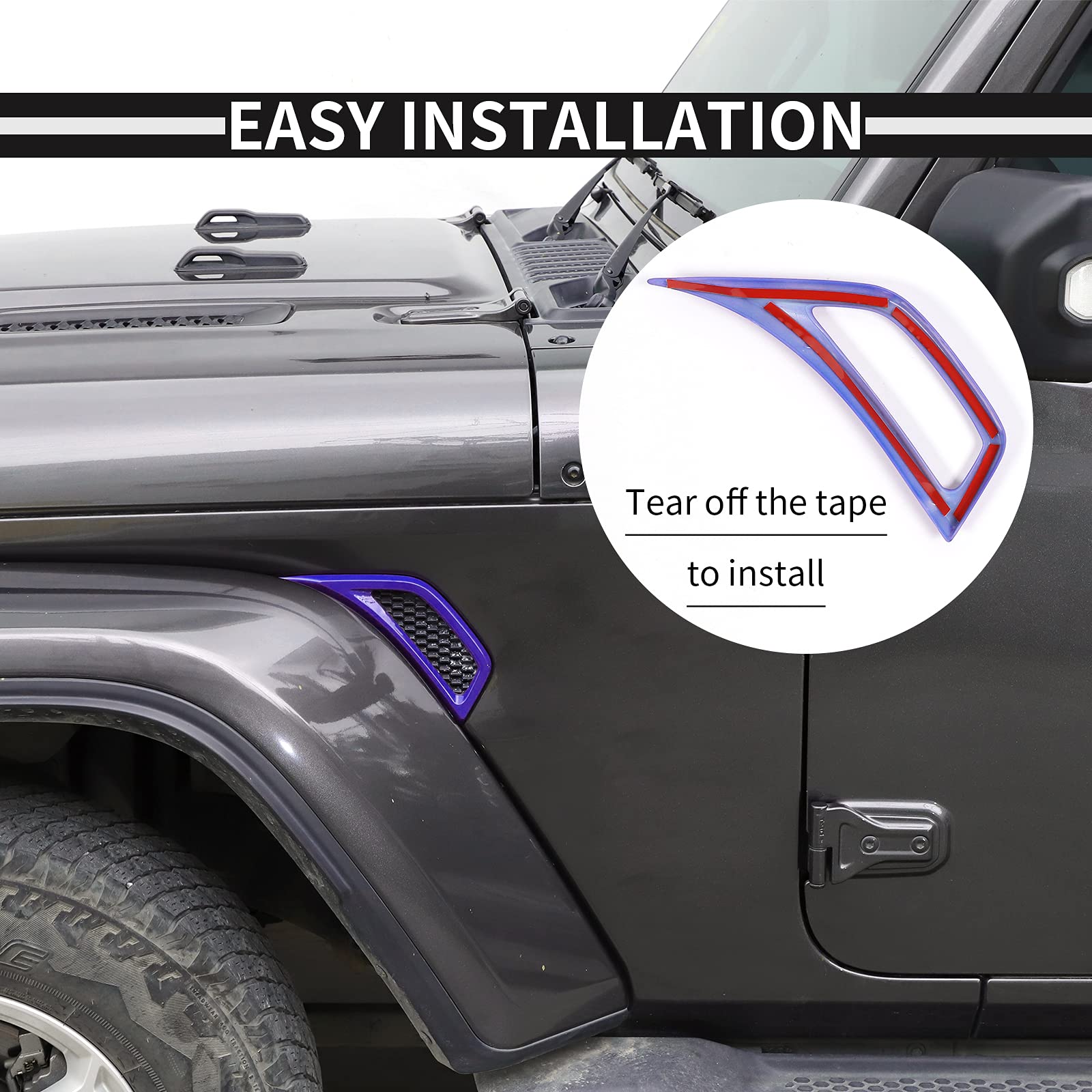 Voodonala For Jeep Jl Side Air Conditioning Vent Outlet Decoration Trim For 2018-2025+ Jeep Wrangler Jl Jlu Gladiator Jt Trunk 4