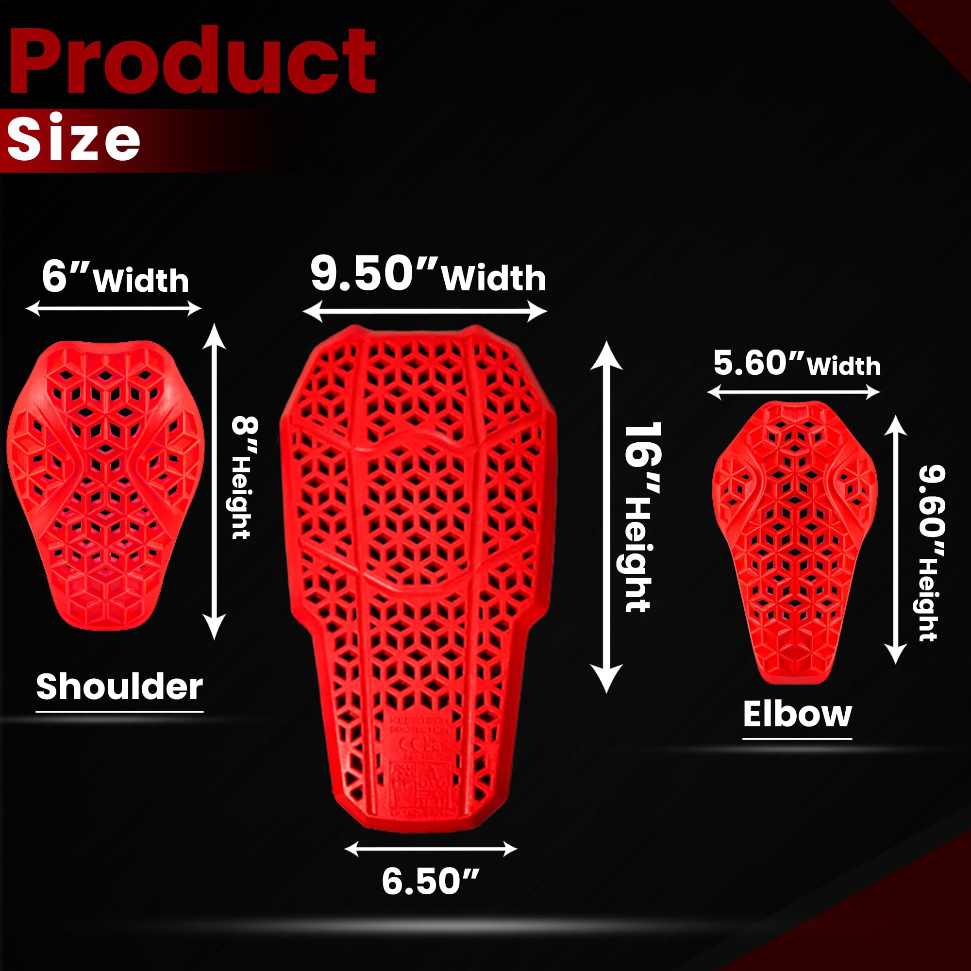 Ce Level 2 Certified Armor Pads, Level 2 Approved Back, Shoulder And Elbows Armor Protector Inserts For Motorcycle Jackets